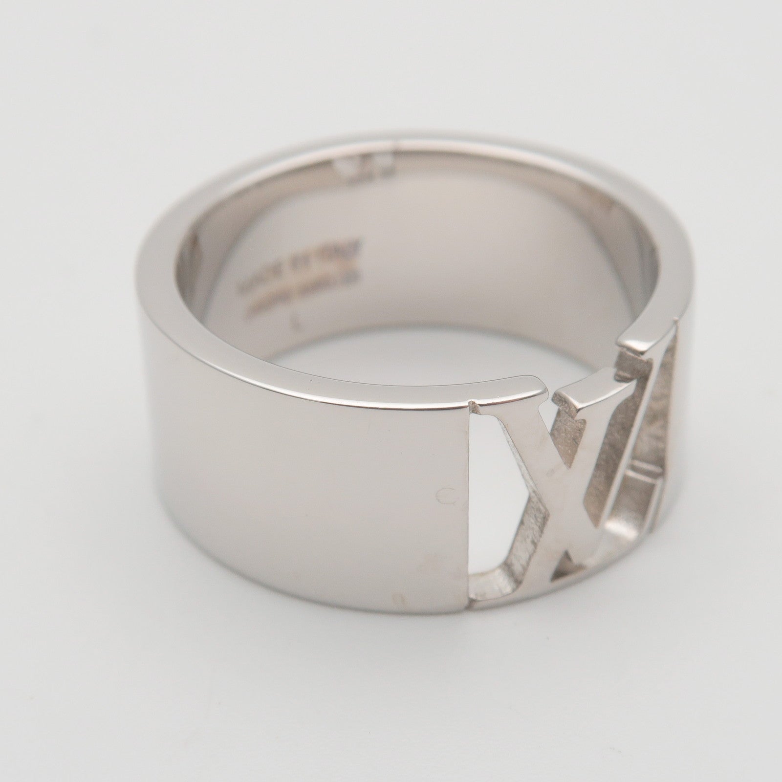 Louis Vuitton Bague Signature Ring L US10.5 Metal Silver M80181