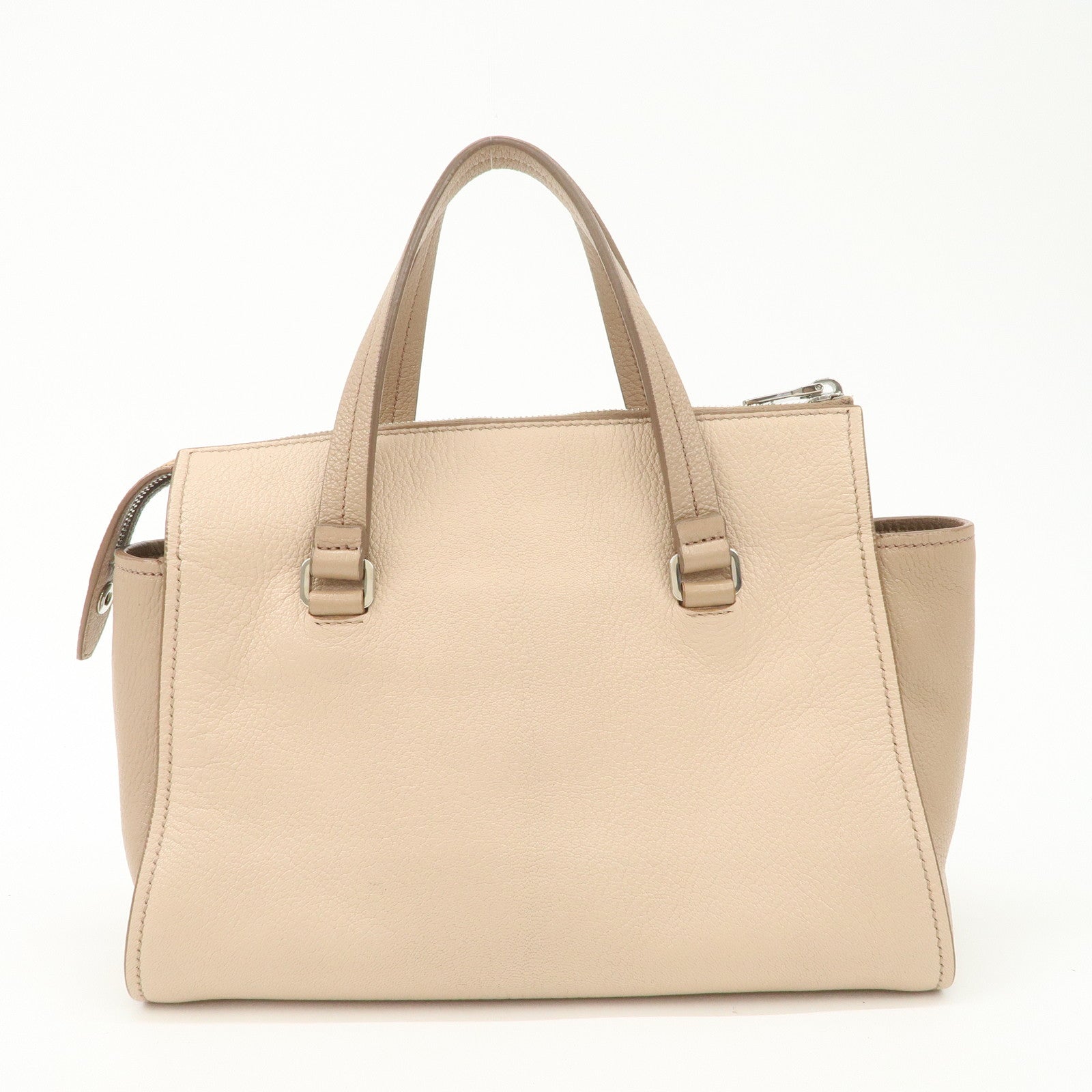 MIU MIU Leather 2Way Hand Bag Beige Pink Beige 5BB006