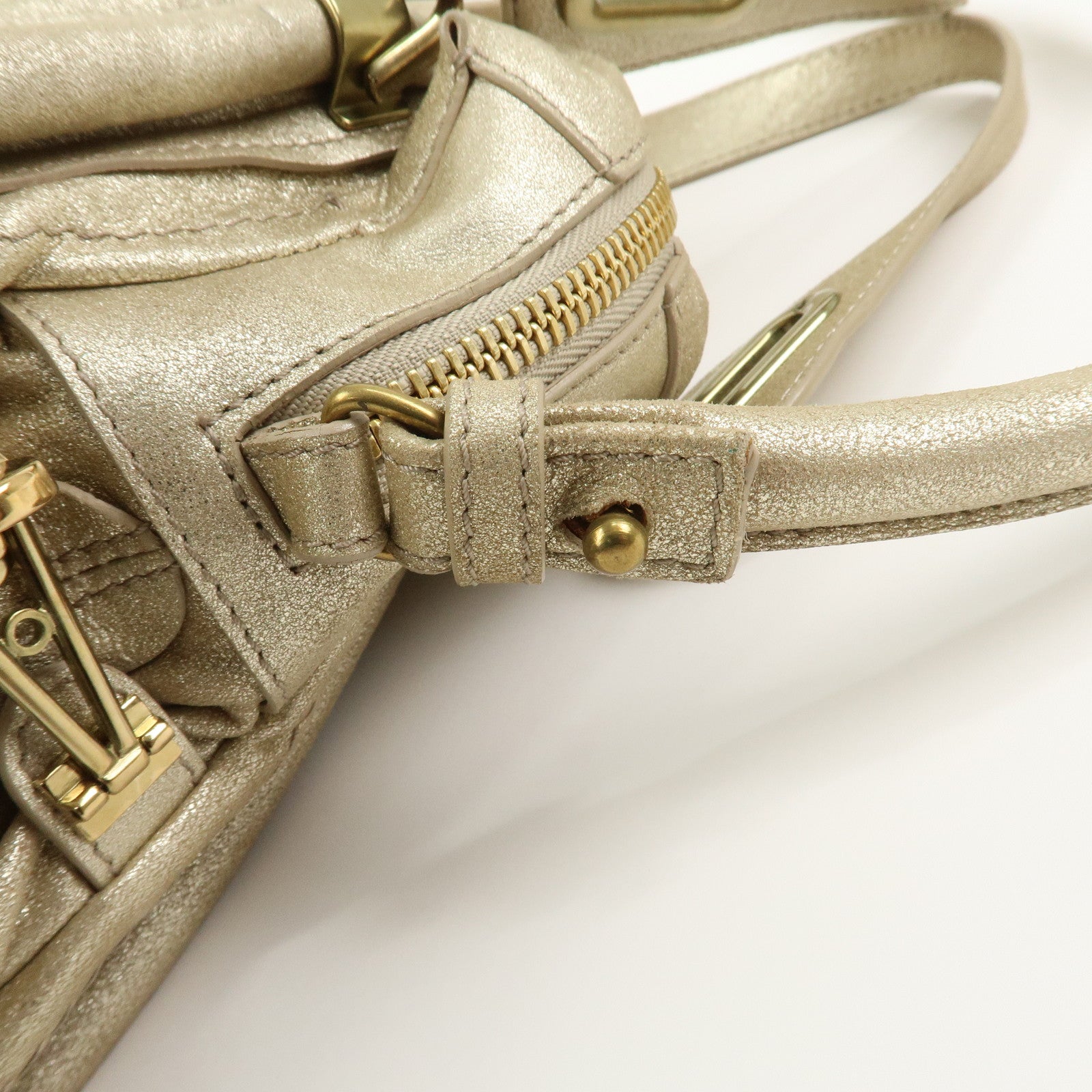 Chloe Paraty Leather 2Way Bag Hand Bag Shoulder Bag Gold 041056-09