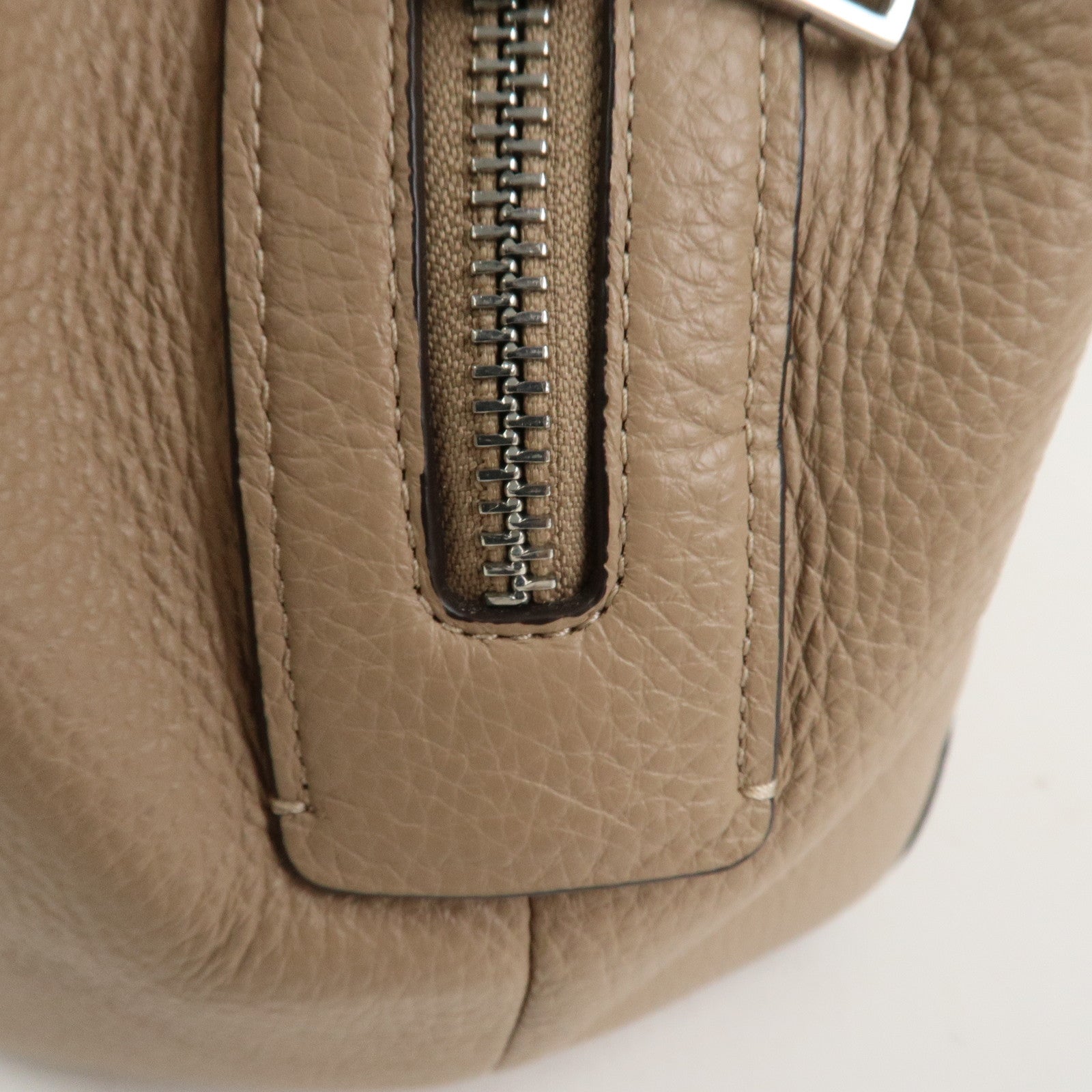 COACH Logo Leather Shoulder Bag Hand Bag Beige