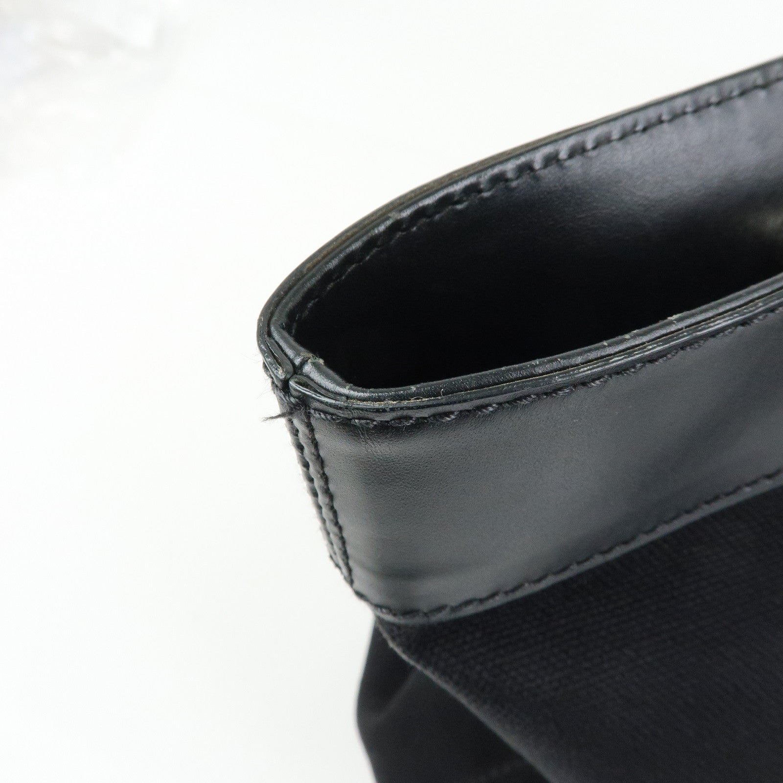 BALENCIAGA Navy Tote Canvas Leather Tote Bag Hand Bag Black 374767