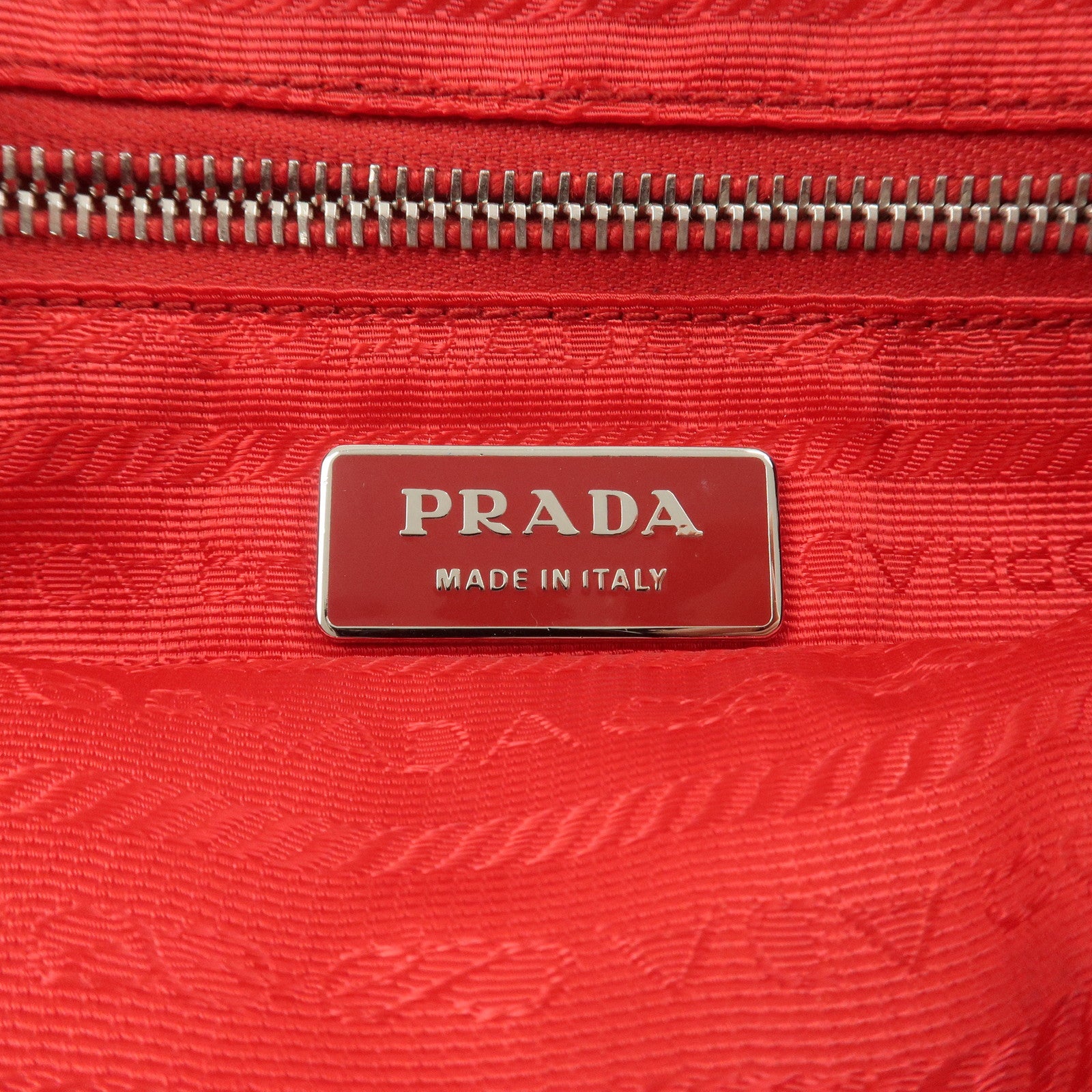 PRADA Triangle Logo Nylon Saffiano Leather Shoulder Bag Red BT0436