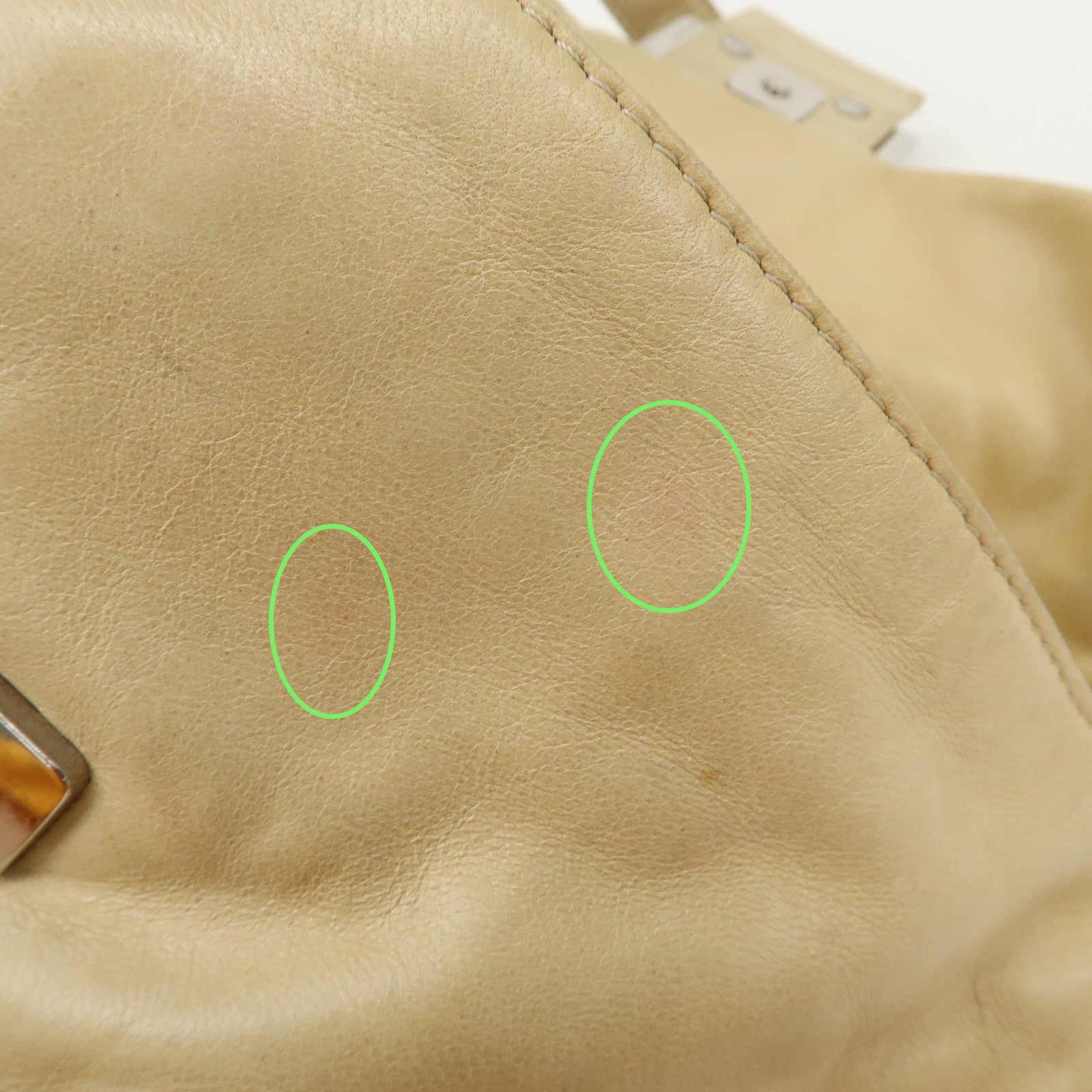 FENDI Mamma Baguette Leather Shoulder Bag Hand Bag Ivory 26424