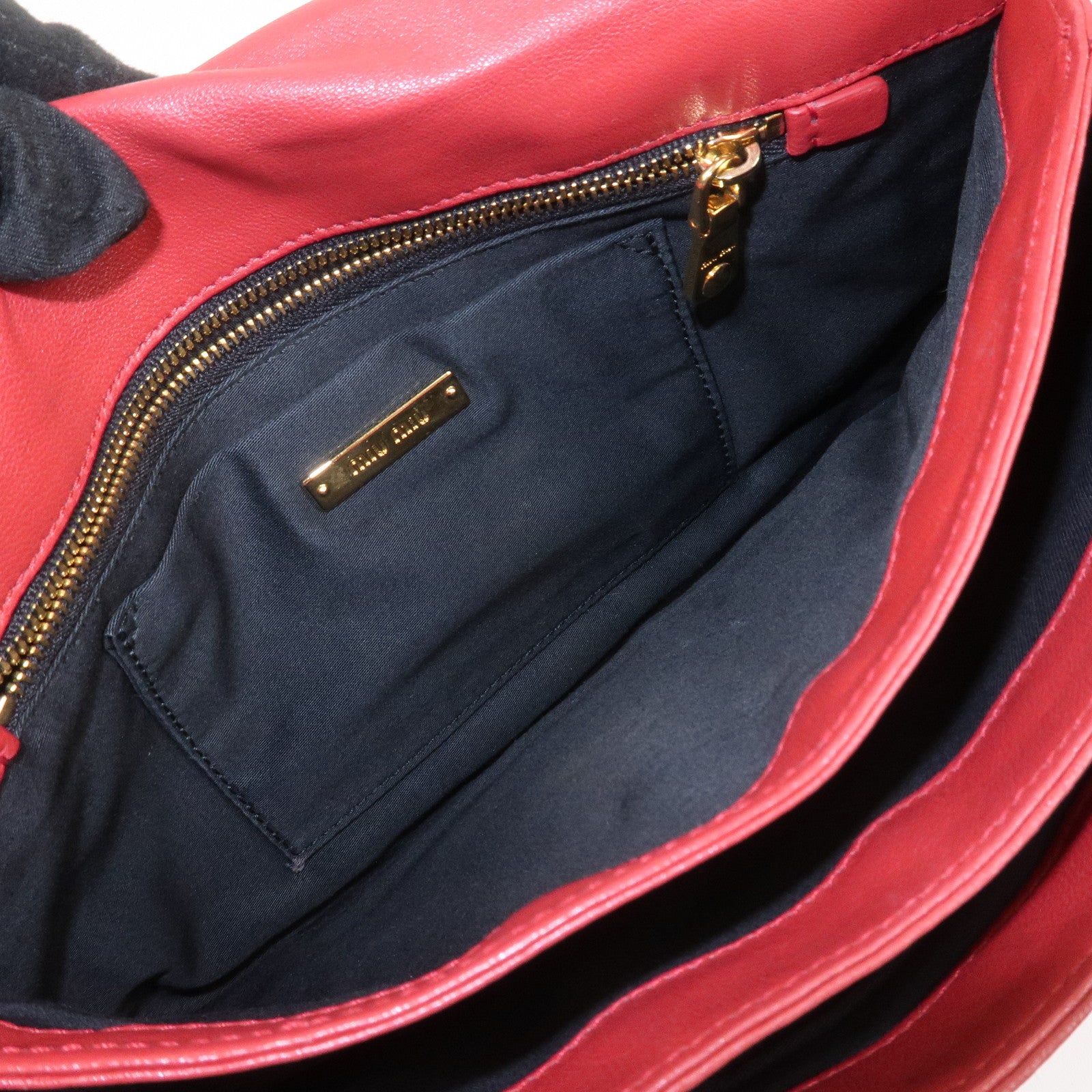 MIU MIU Logo Nappa Leather Shoulder Bag Crossbody Bag Red