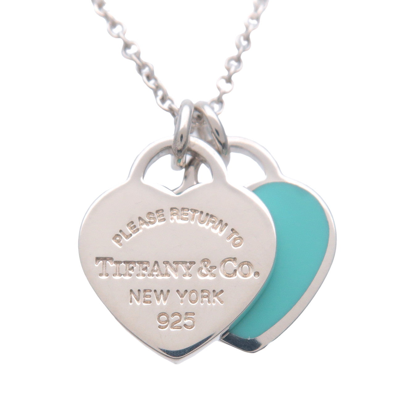Tiffany & Co Return to Tiffany Mini Double Heart Tag Necklace SV925 Used