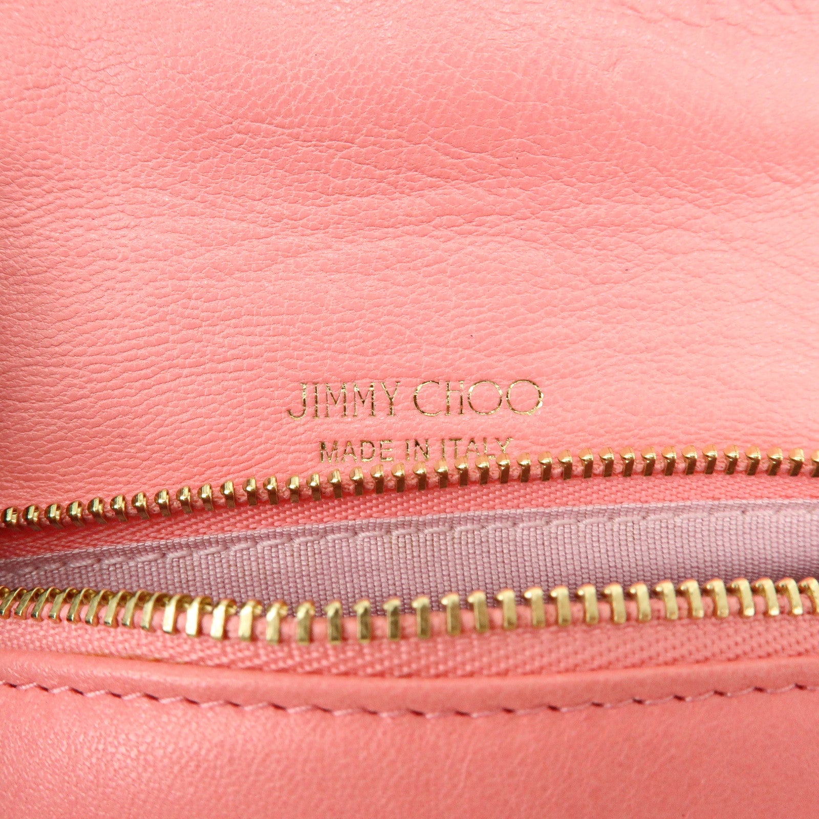 JIMMY CHOO Studs Leather Chain Shoulder Bag Crossbody Bag Pink