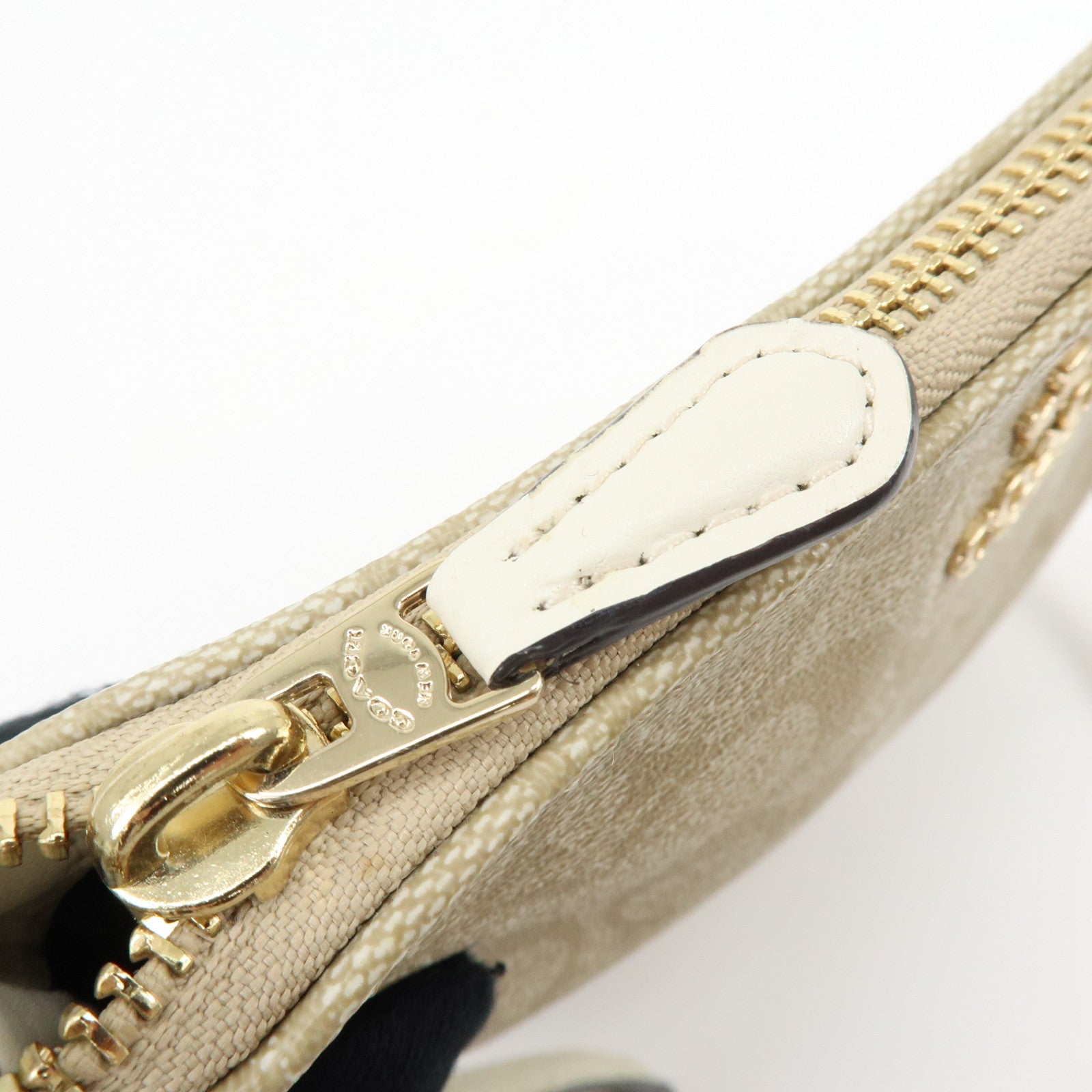 COACH Signature PVC Leather Shoulder Crossbody Bag Beige White