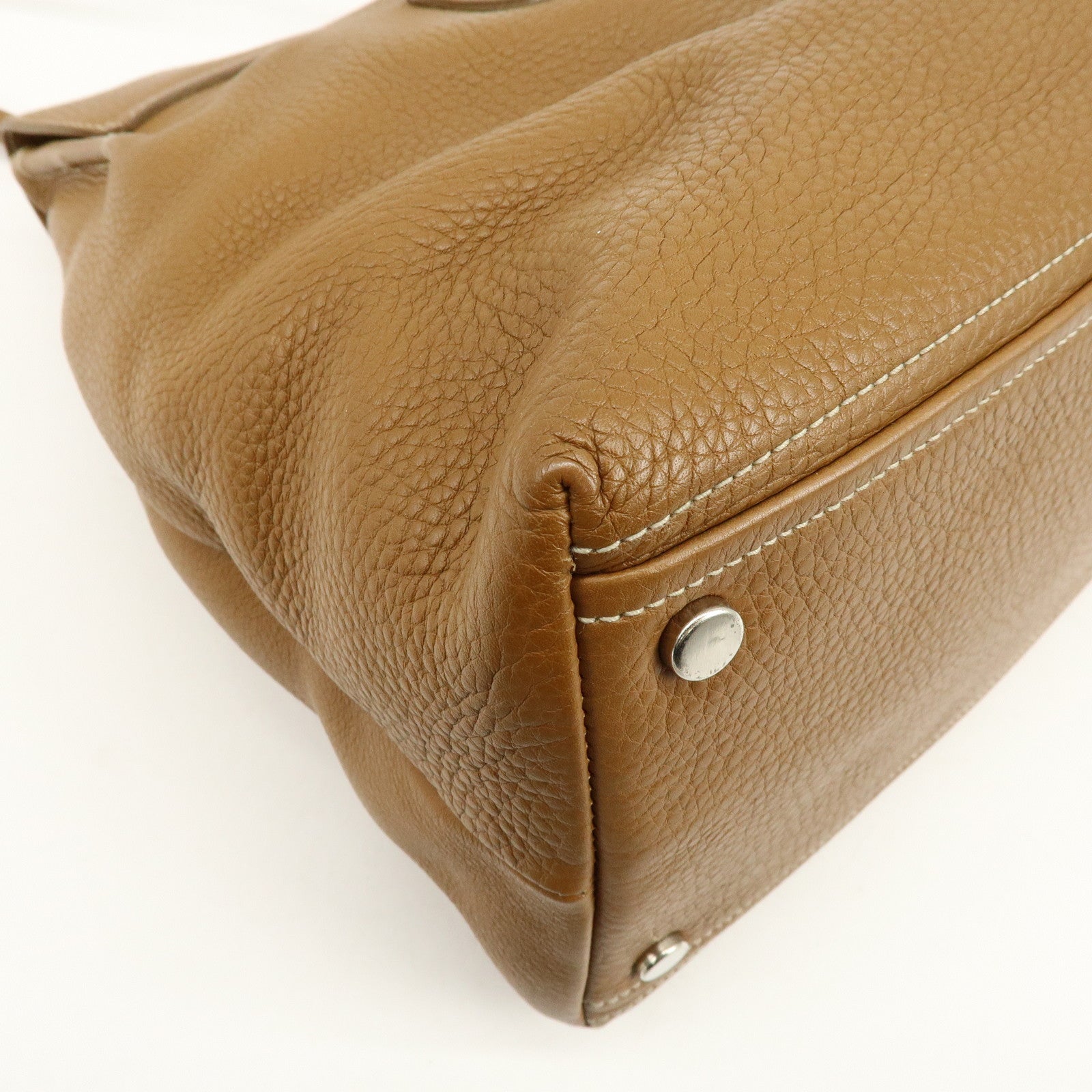 JIL SANDER Logo Leather Tote Bag Shoulder Bag Camel