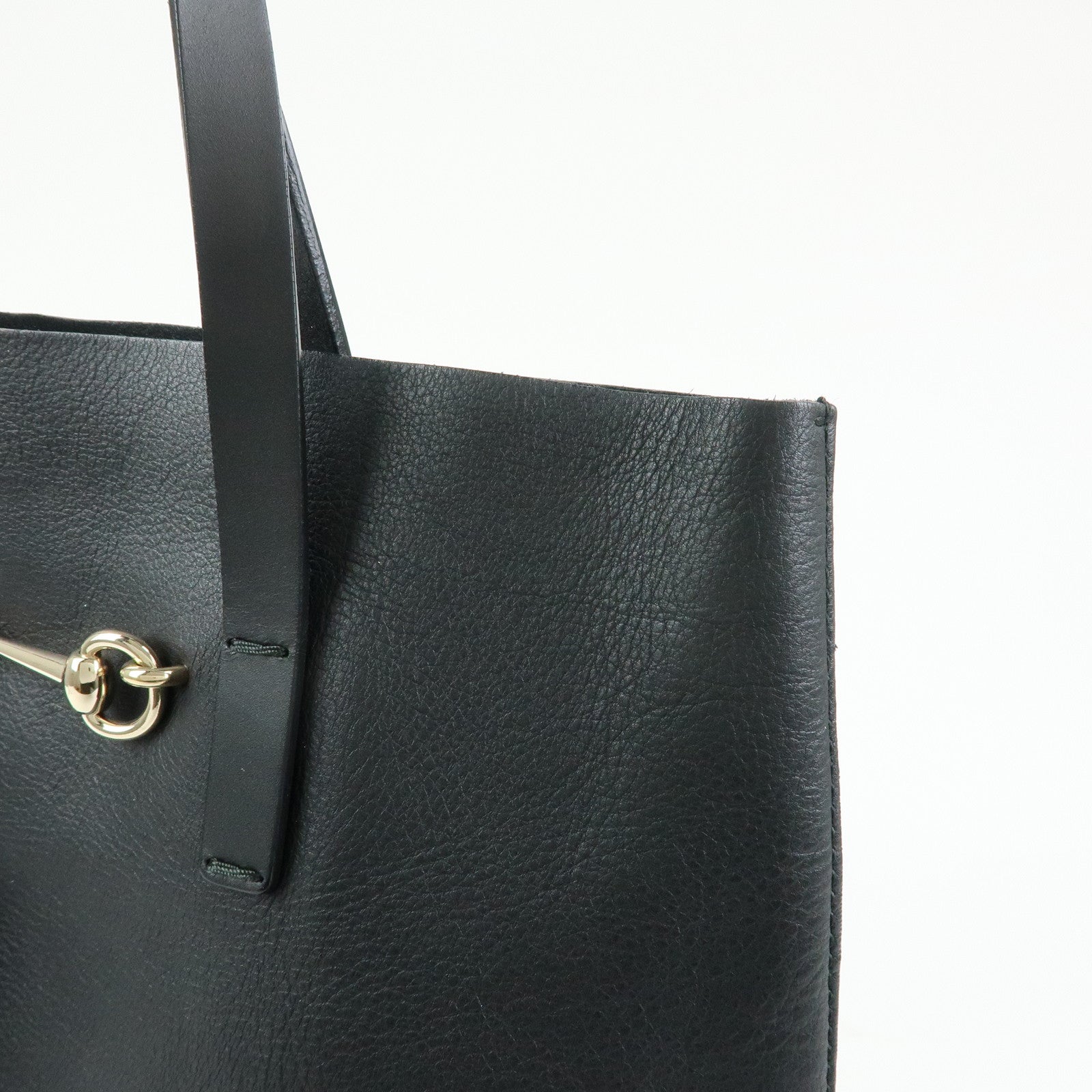 GUCCI Horsebit Leather Tassel Tote Bag Shoulder Bag Black 297006