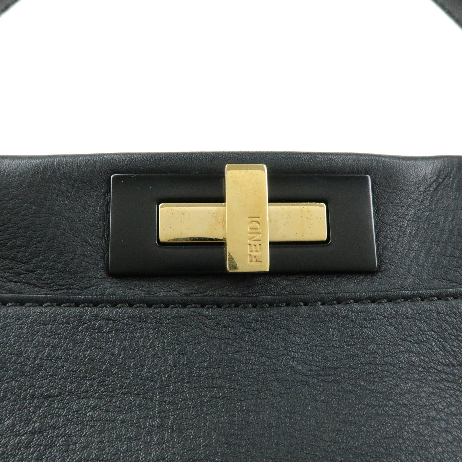 FENDI Peekaboo Leather 2Way Bag Hand Bag Shoulder Bag Black 8BN290