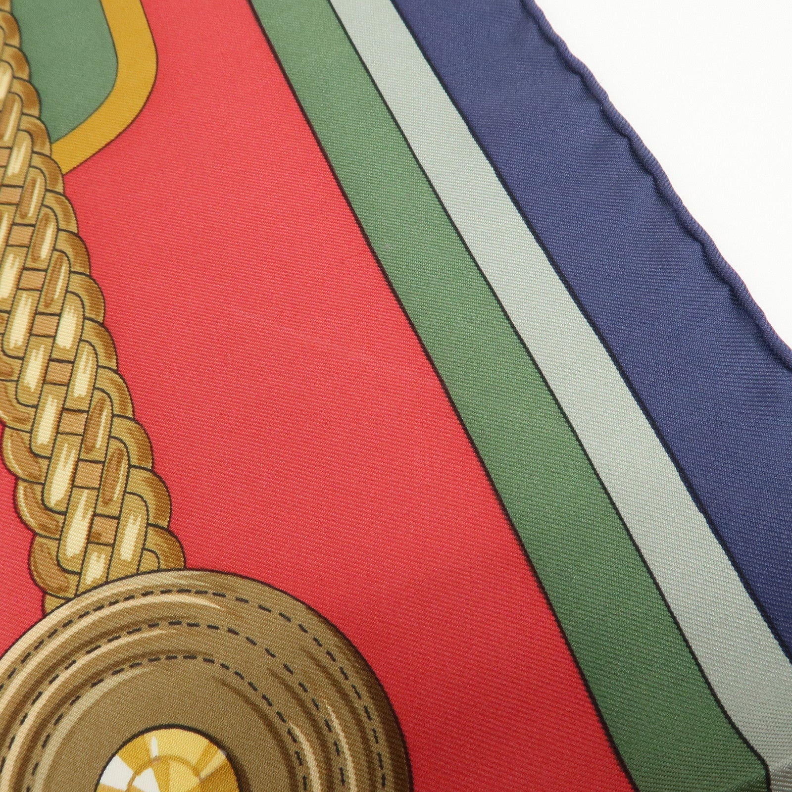 HERMES Carre 90 Silk 100% COACHING Scarf Red Multi Color