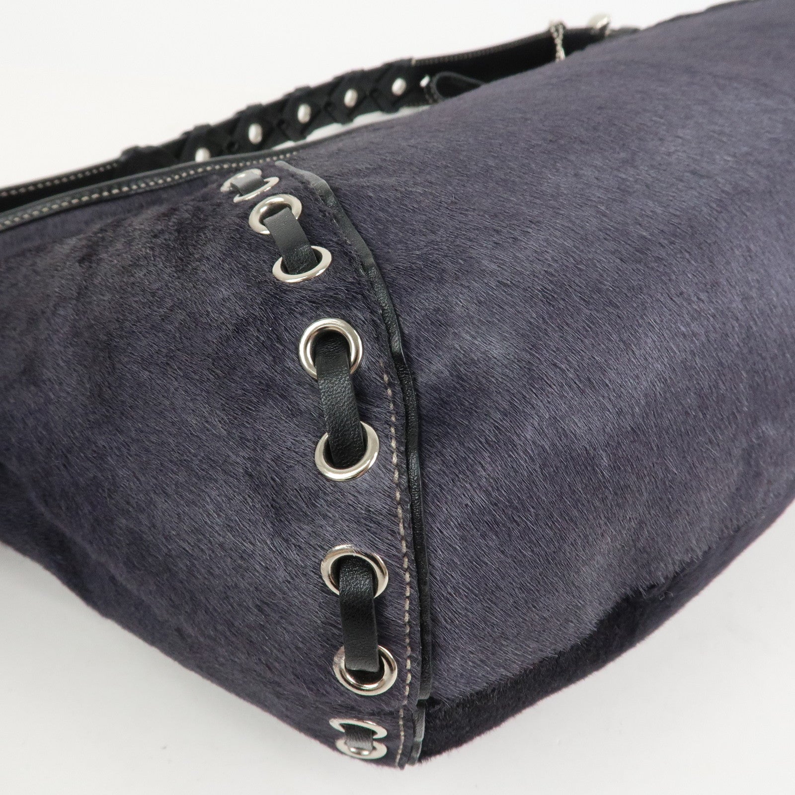 COACH Logo Unborn Calf Leather Shoulder Bag Hand Bag Black