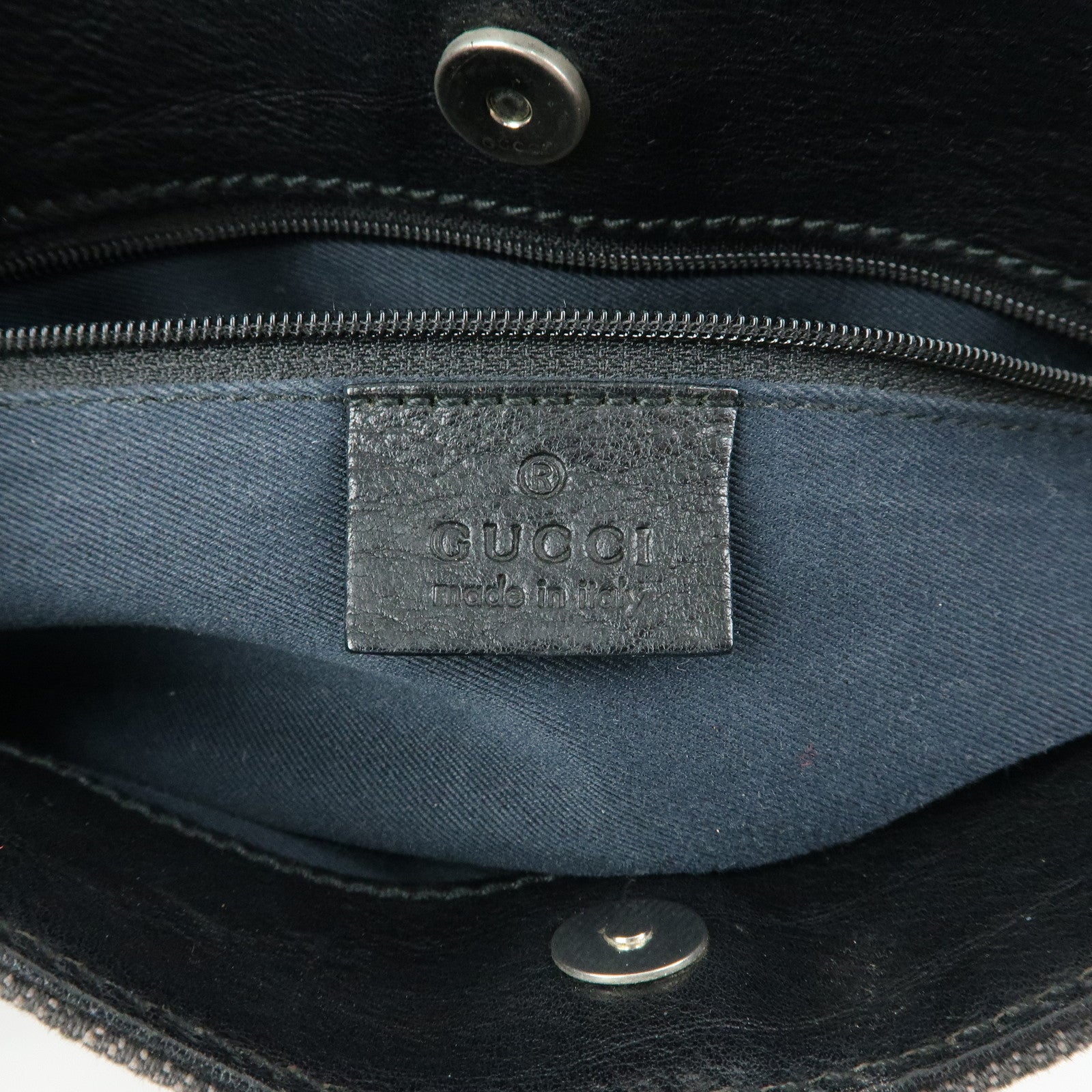 GUCCI GG Denim Leather Shoulder Bag Hand Bag Black 101345