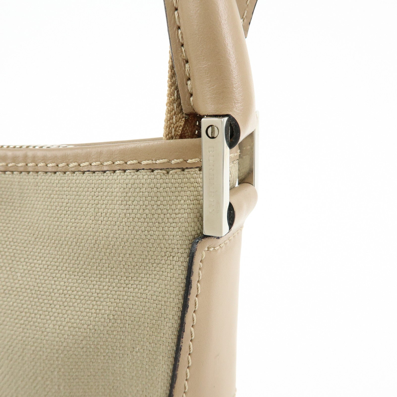 BURBERRY Nova Plaid Canvas Leather Shoulder Bag Beige
