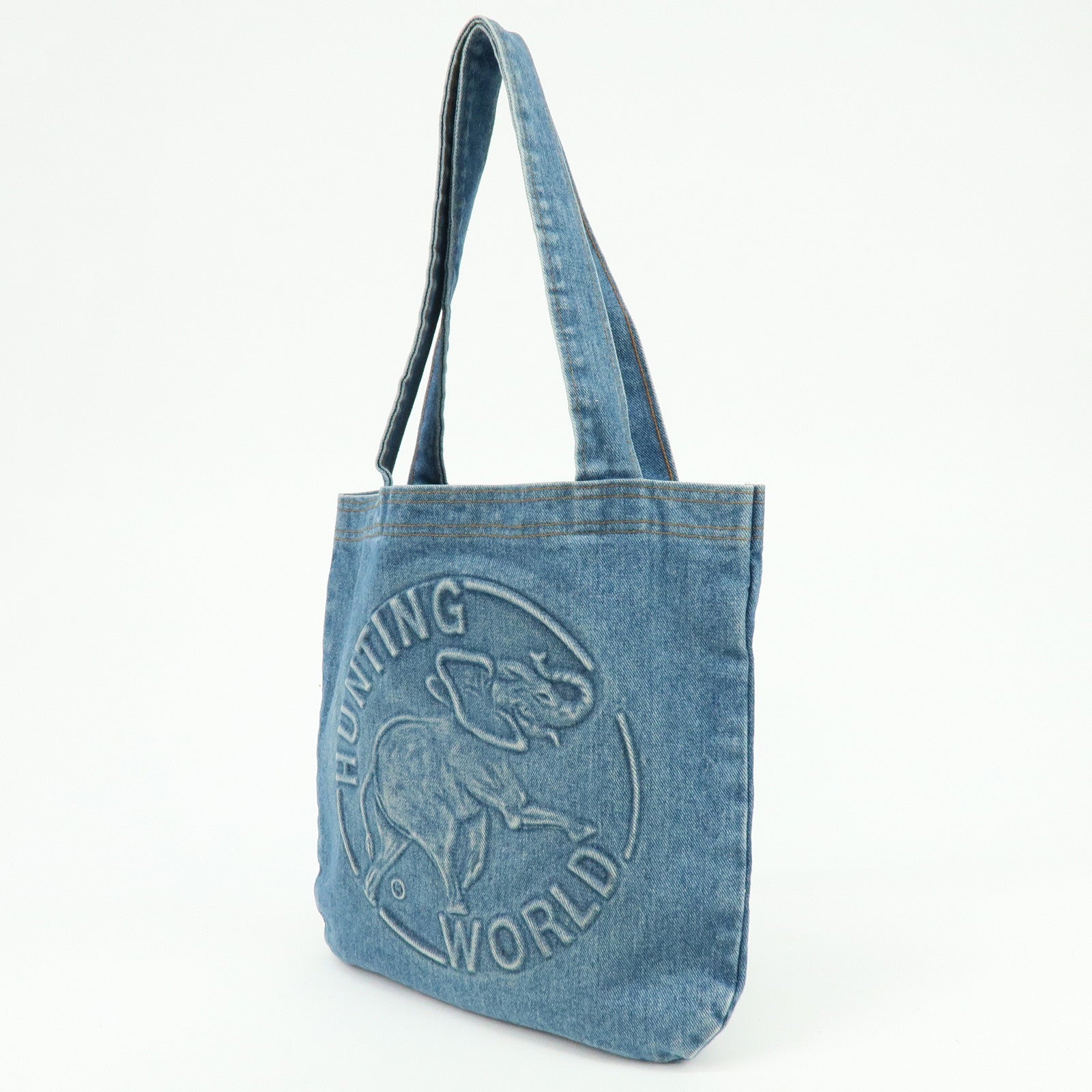 HUNTING WORLD Denim Tote Bag Hand Bag Blue