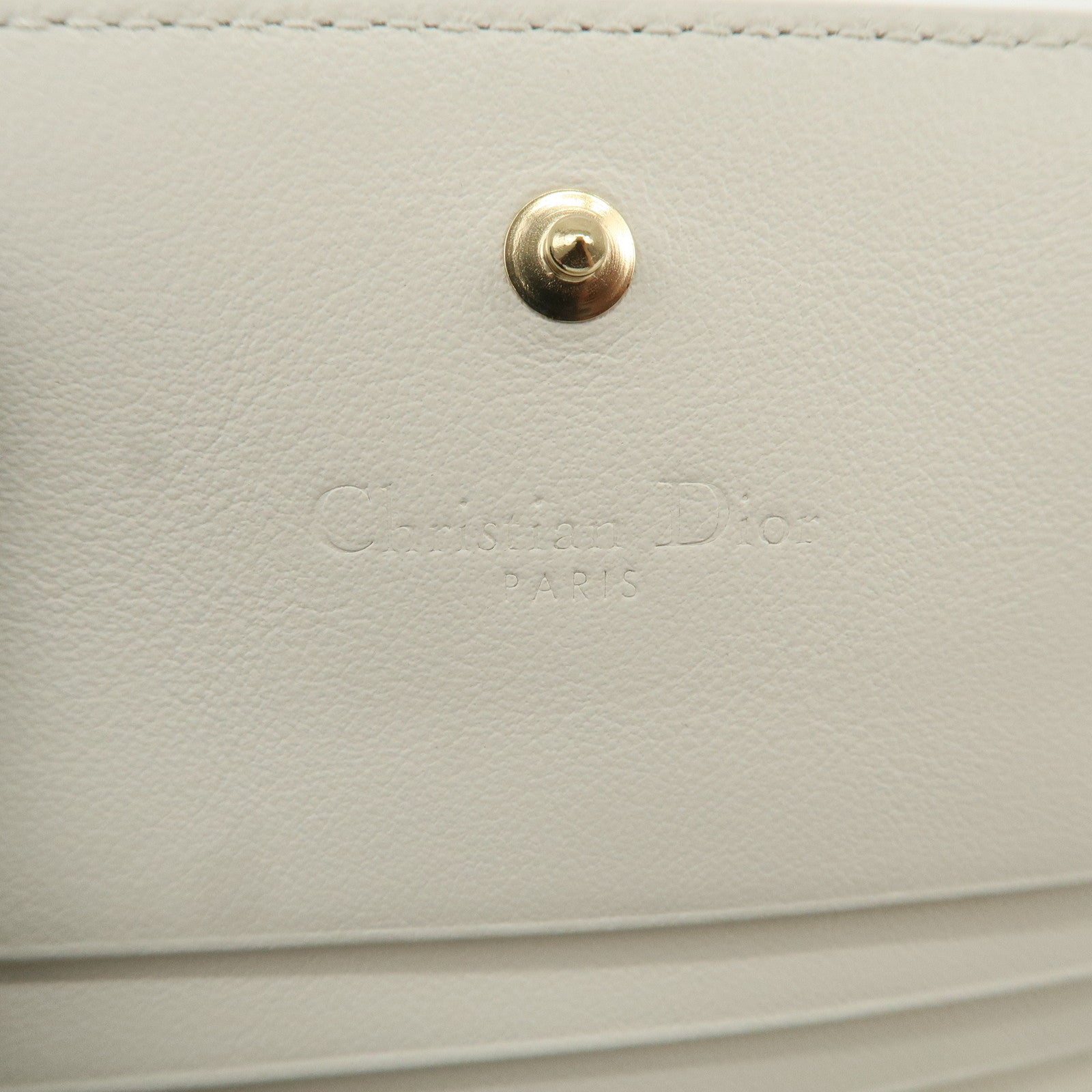 Christian Dior Logo Leather Bi-fold Comact Wallet Ivory Multicolor