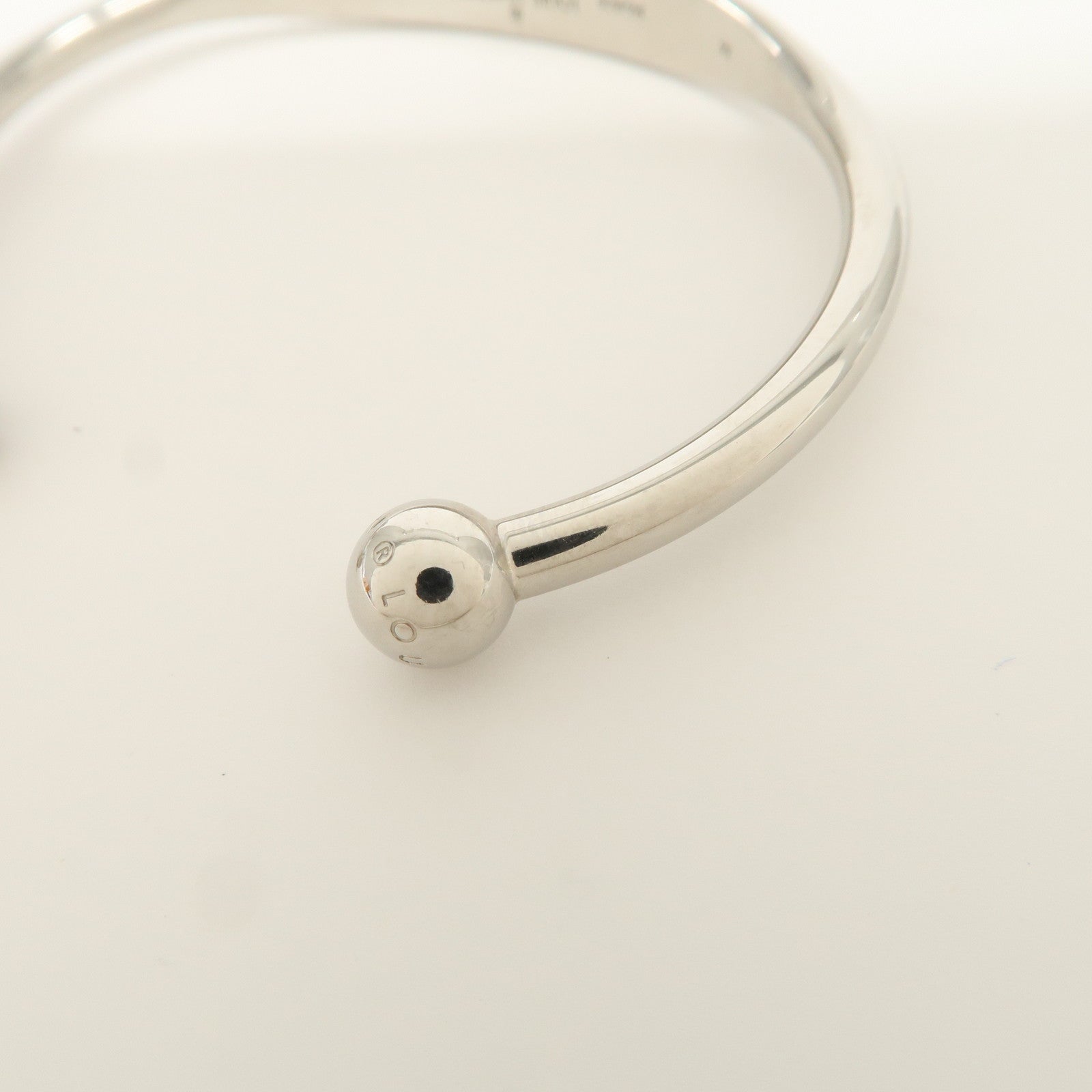 Louis Vuitton Monogram Jonc Metal Bracelet Bangle Silver M64839