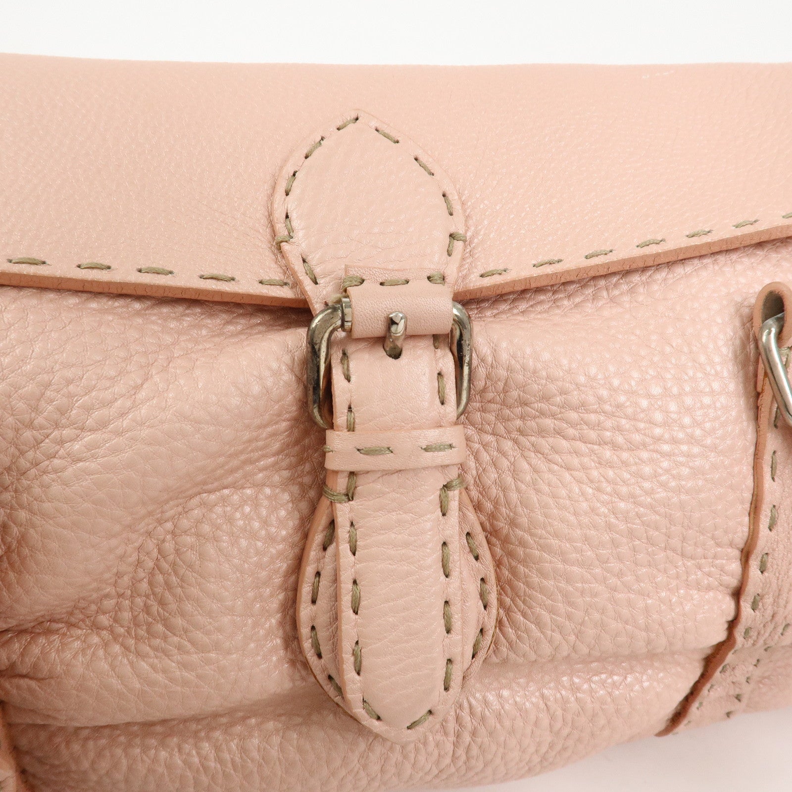 FENDI Seleria Linda Leather Shoulder Bag Hand Bag Pink 8BR442