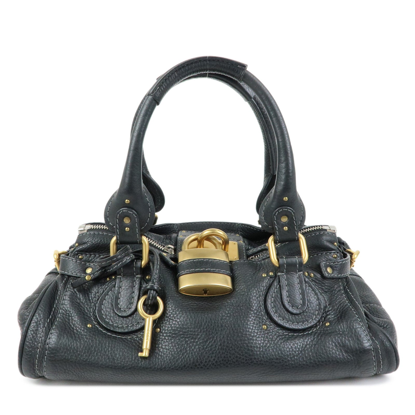 Chloe Paddington Leather Tote Bag Shoulder Bag Hand Bag Black