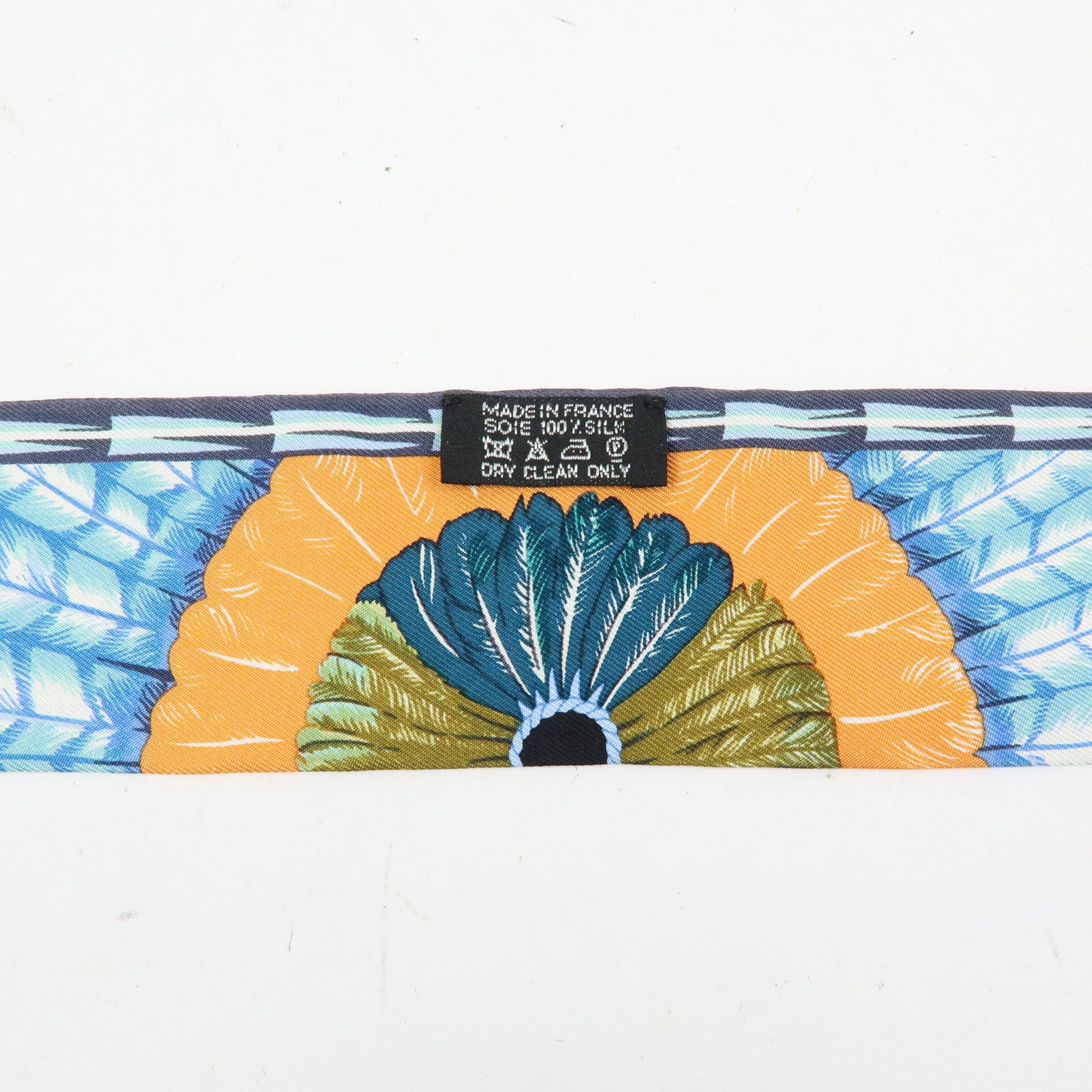 HERMES Silk 100% Twilly Scarf Brazil Black Blue