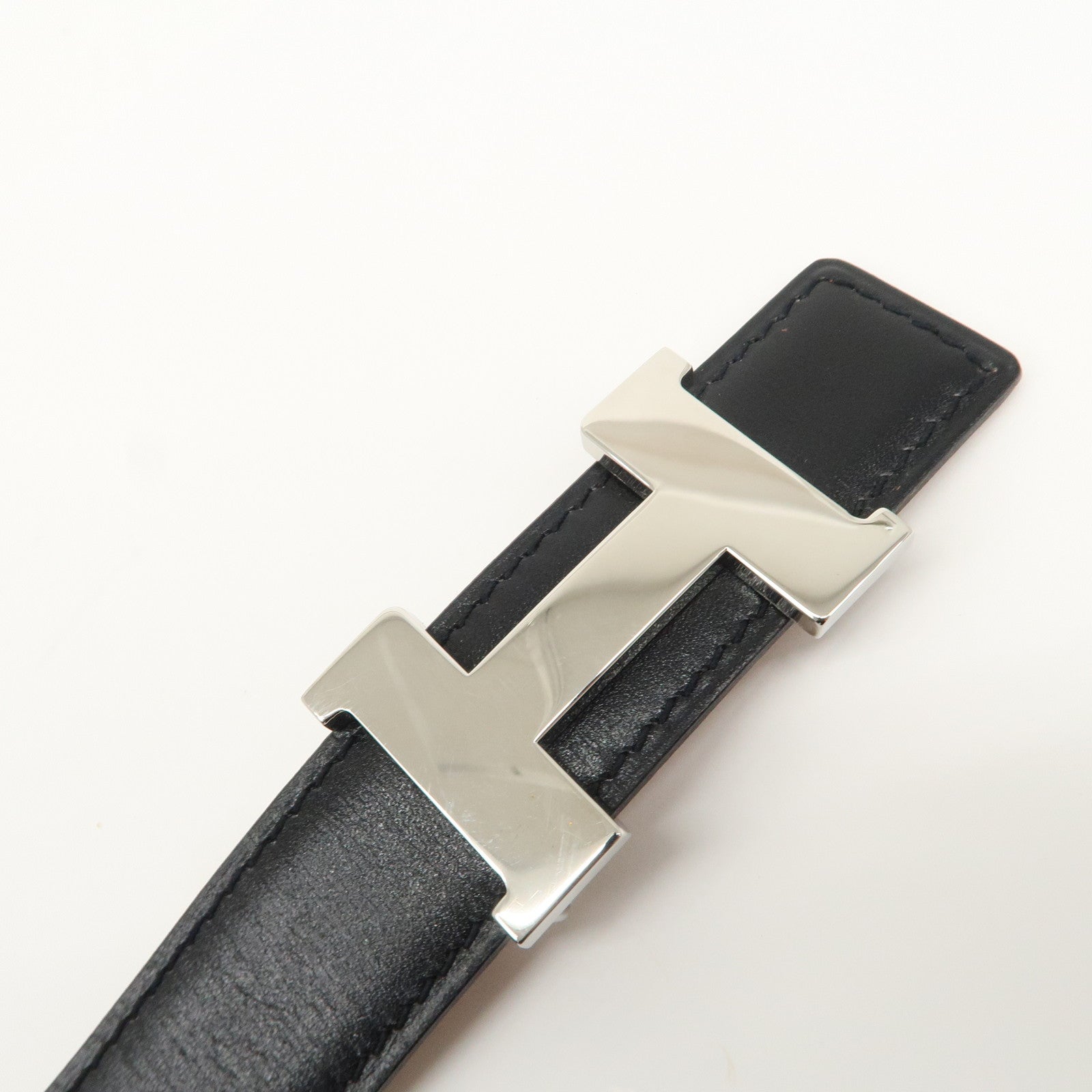 HERMES H Buckle Reversible Constance Belt 65 □D Stamped Black