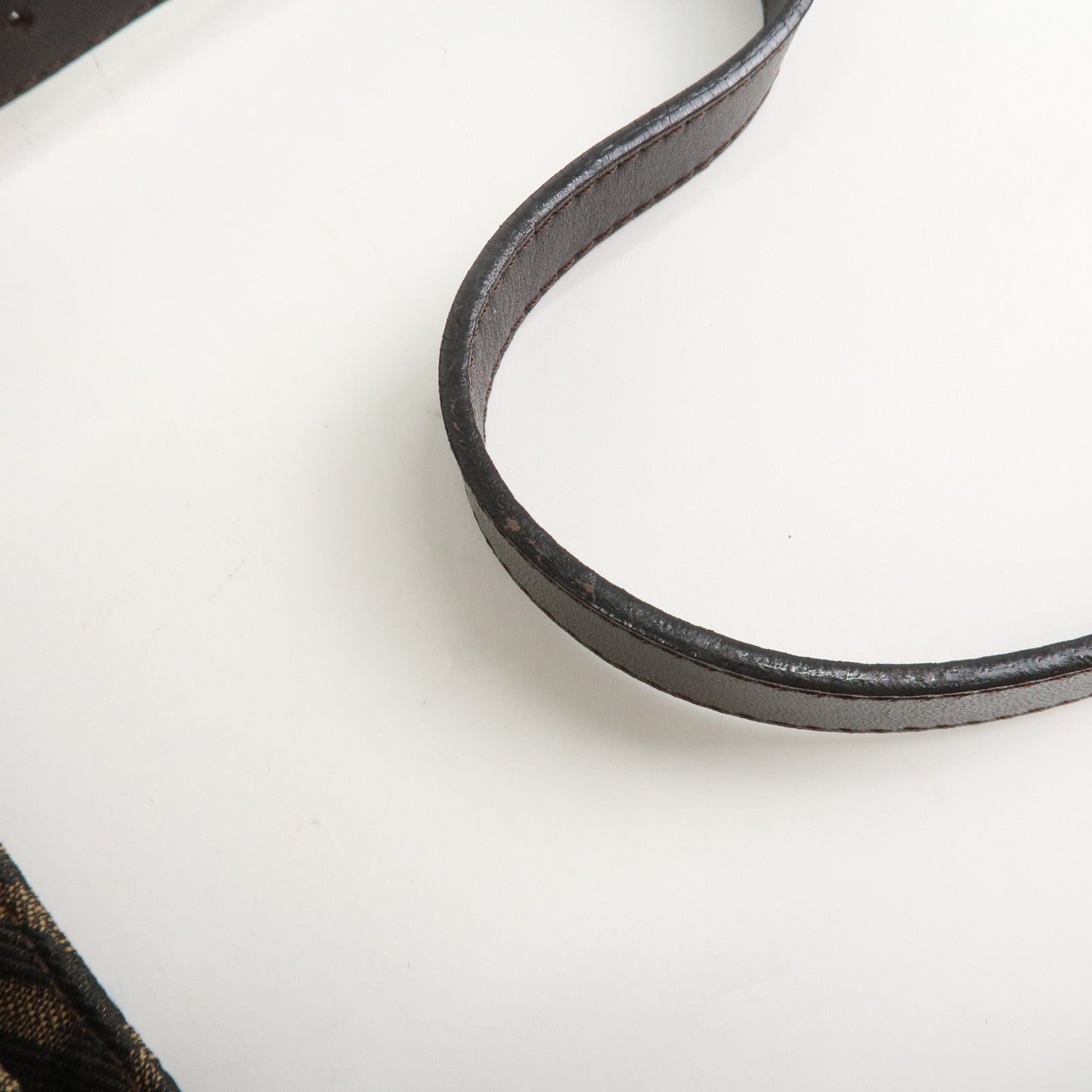 FENDI Zucca Canvas Leather Shoulder Bag Brown Black 26569