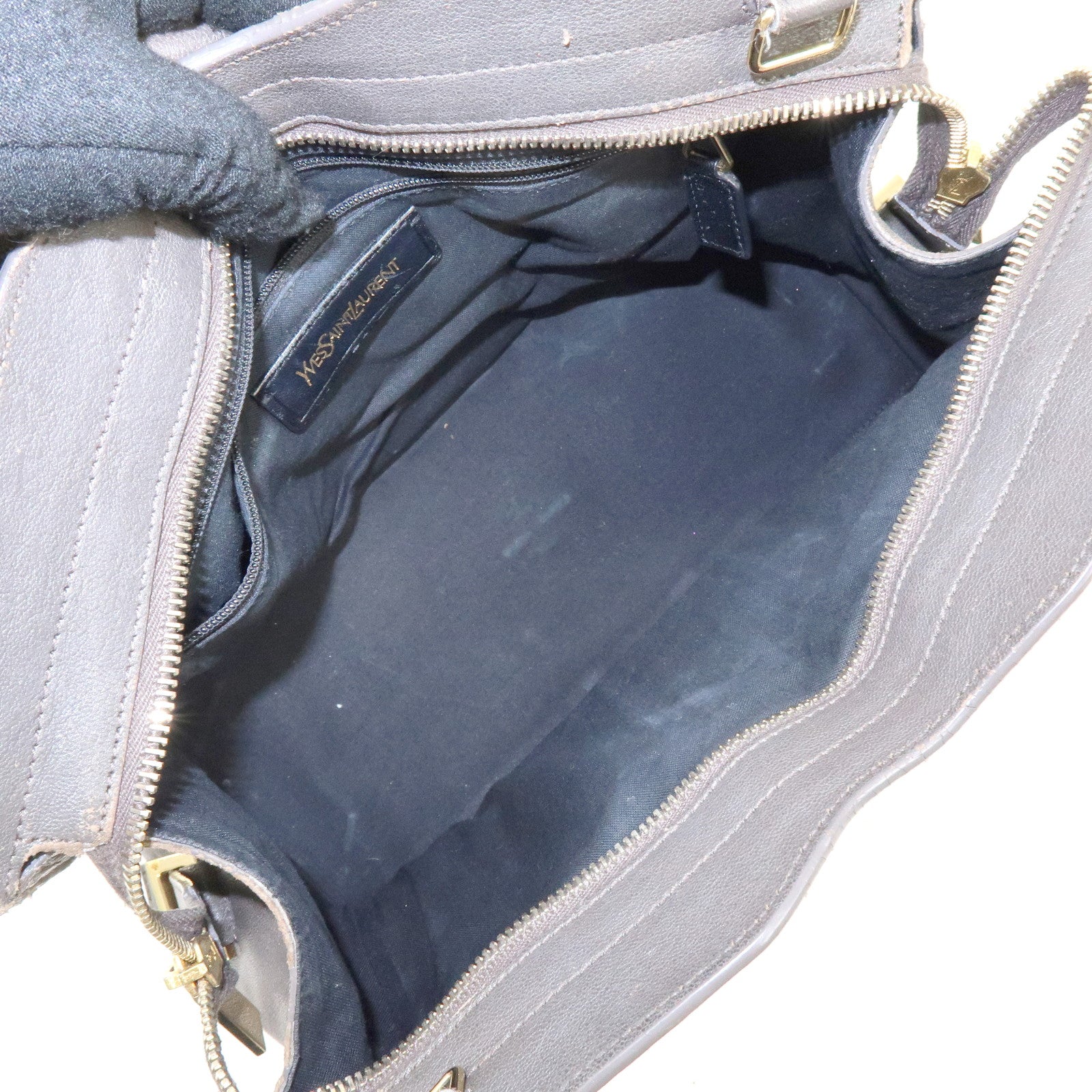 SAINT LAURENT PARIS Cabas Chyc Leather 2WAY Bag Gray 370699
