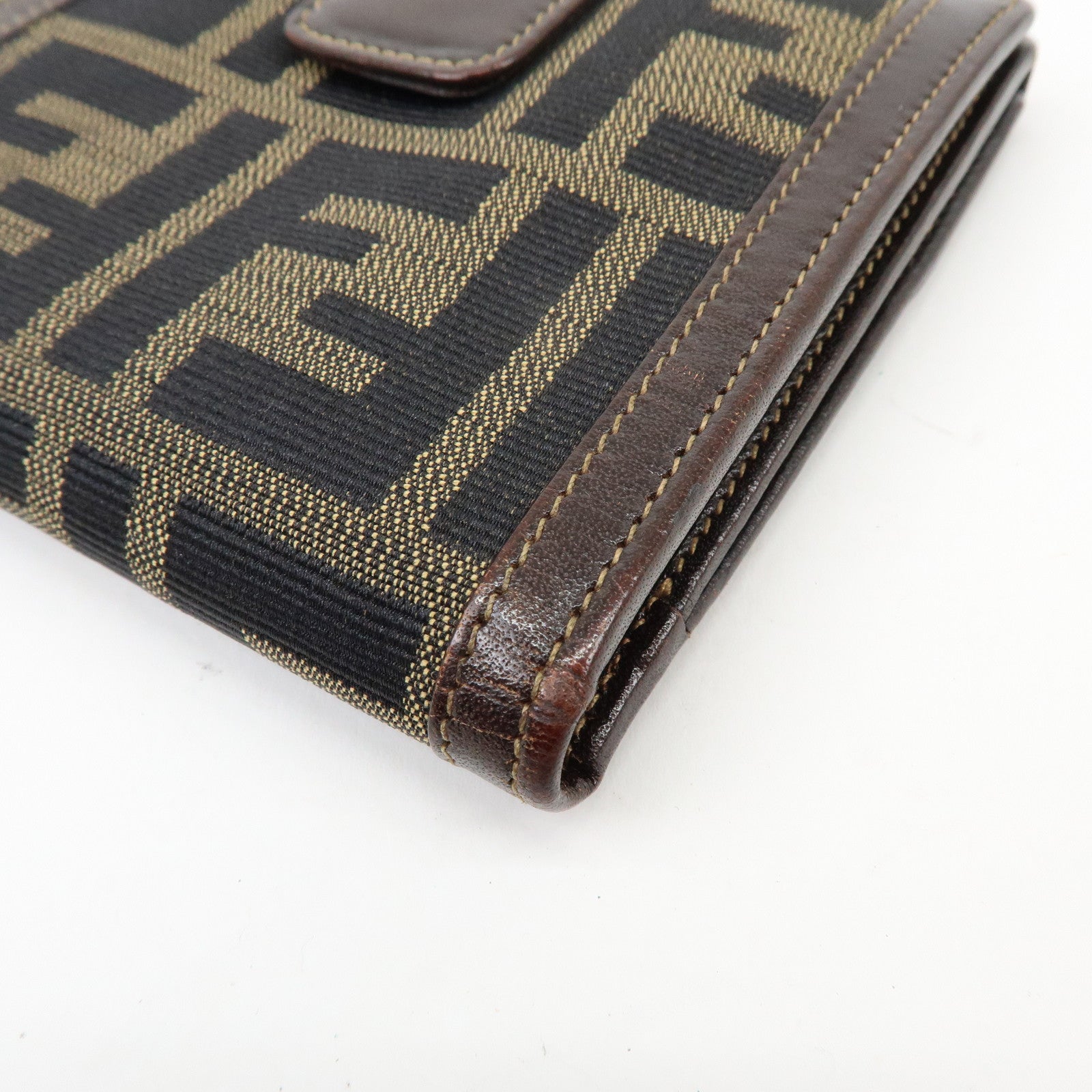 FENDI Zucca Canvas Leather Compact Wallet Brown 2251-01695-079