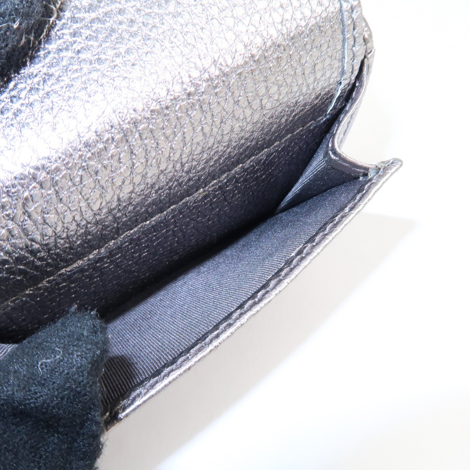 JIMMY CHOO 202 NEMO Studs Leather Compact Wallet Silver Used