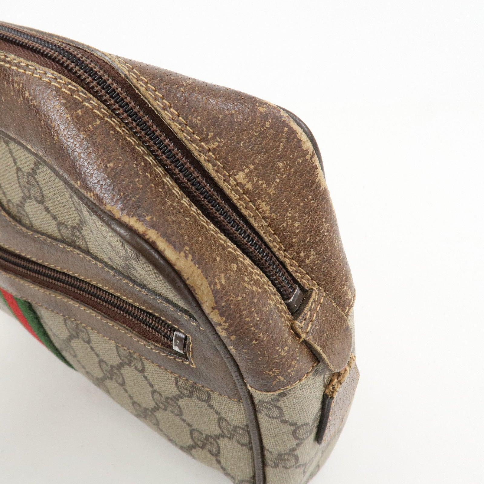 GUCCI  Set Of 2 GG Monogram Leather Clutch Bags Beige Brown