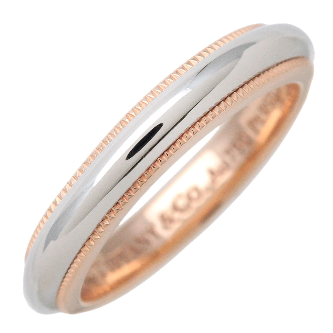 Tiffany & Co Milgrain Band Ring PT950 750YG Platinum US4.5-5