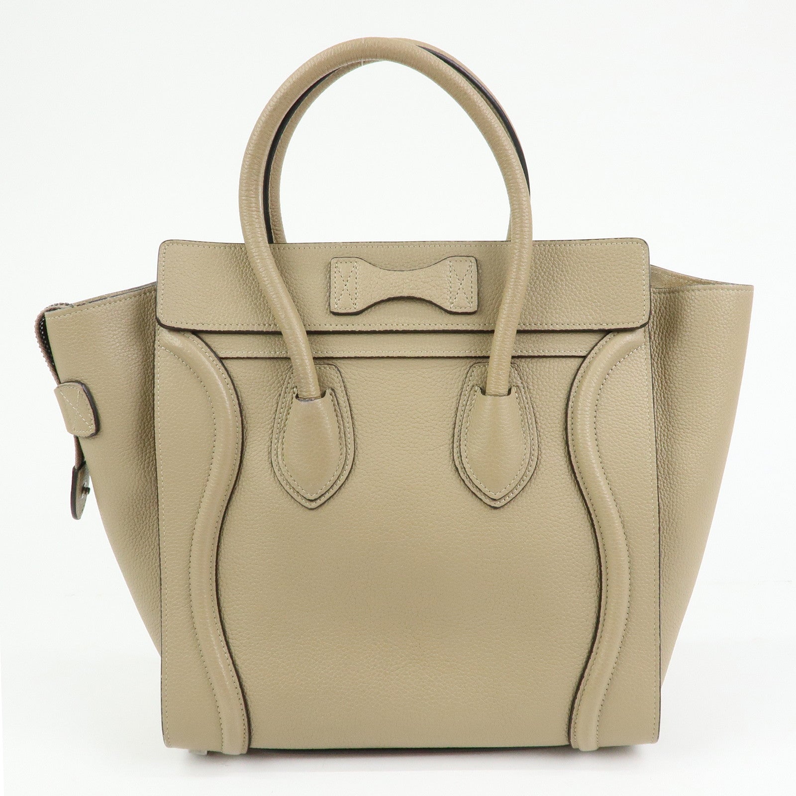 CELINE Luggage Calf Leather Tote Bag Hand Bag Beige