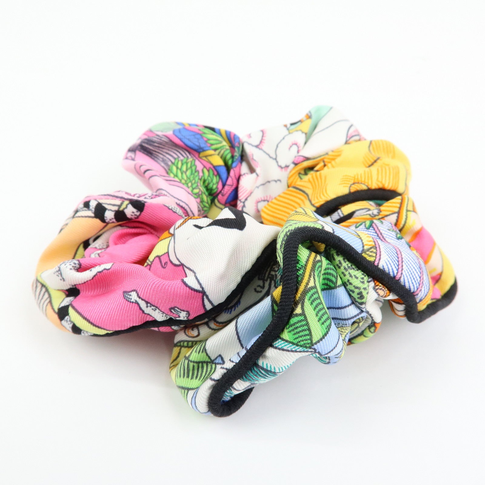 HERMES Silk 100% Claudia Scrunchie Hair Accessory Multicolor