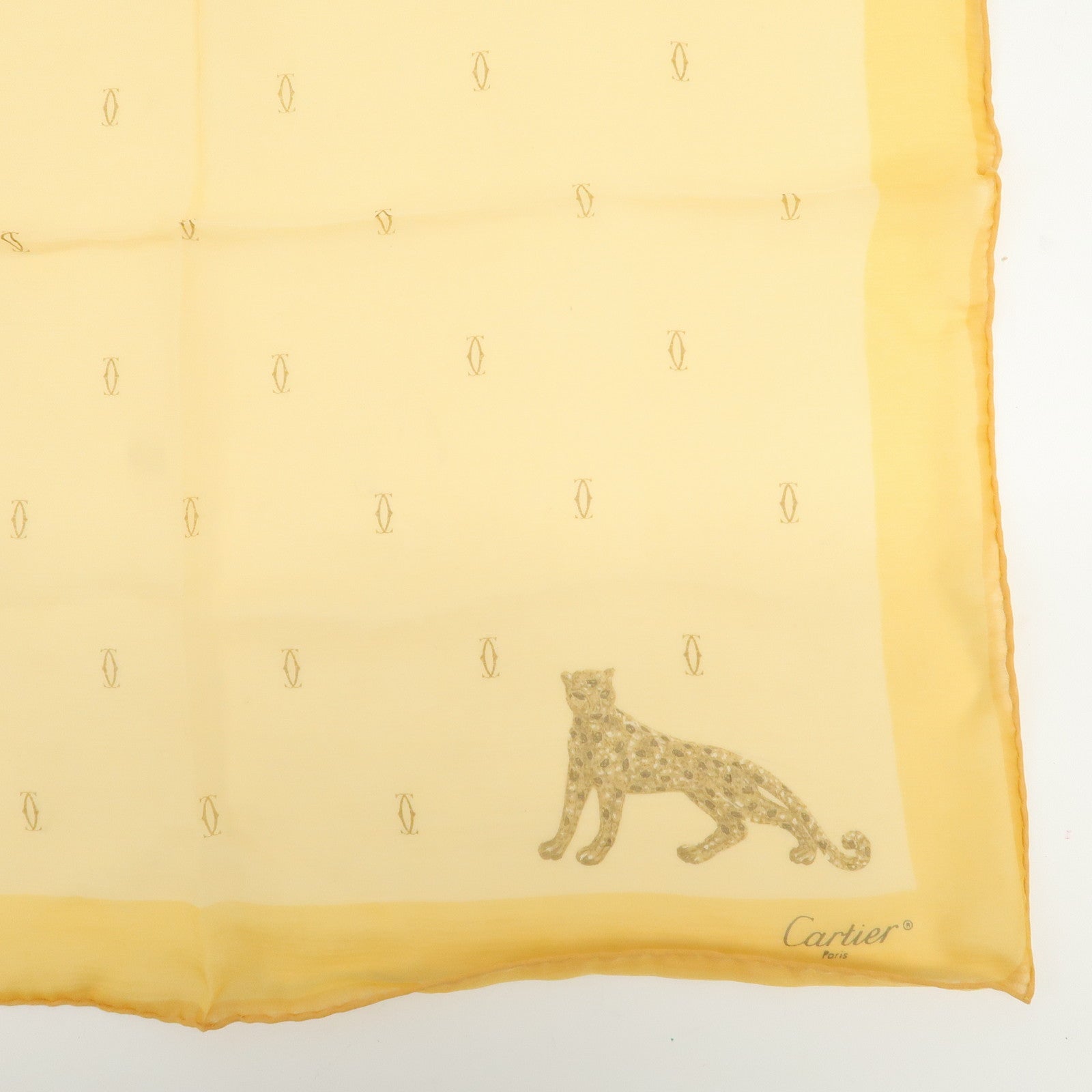 Cartier Logo Silk 100% Scarf Yellow