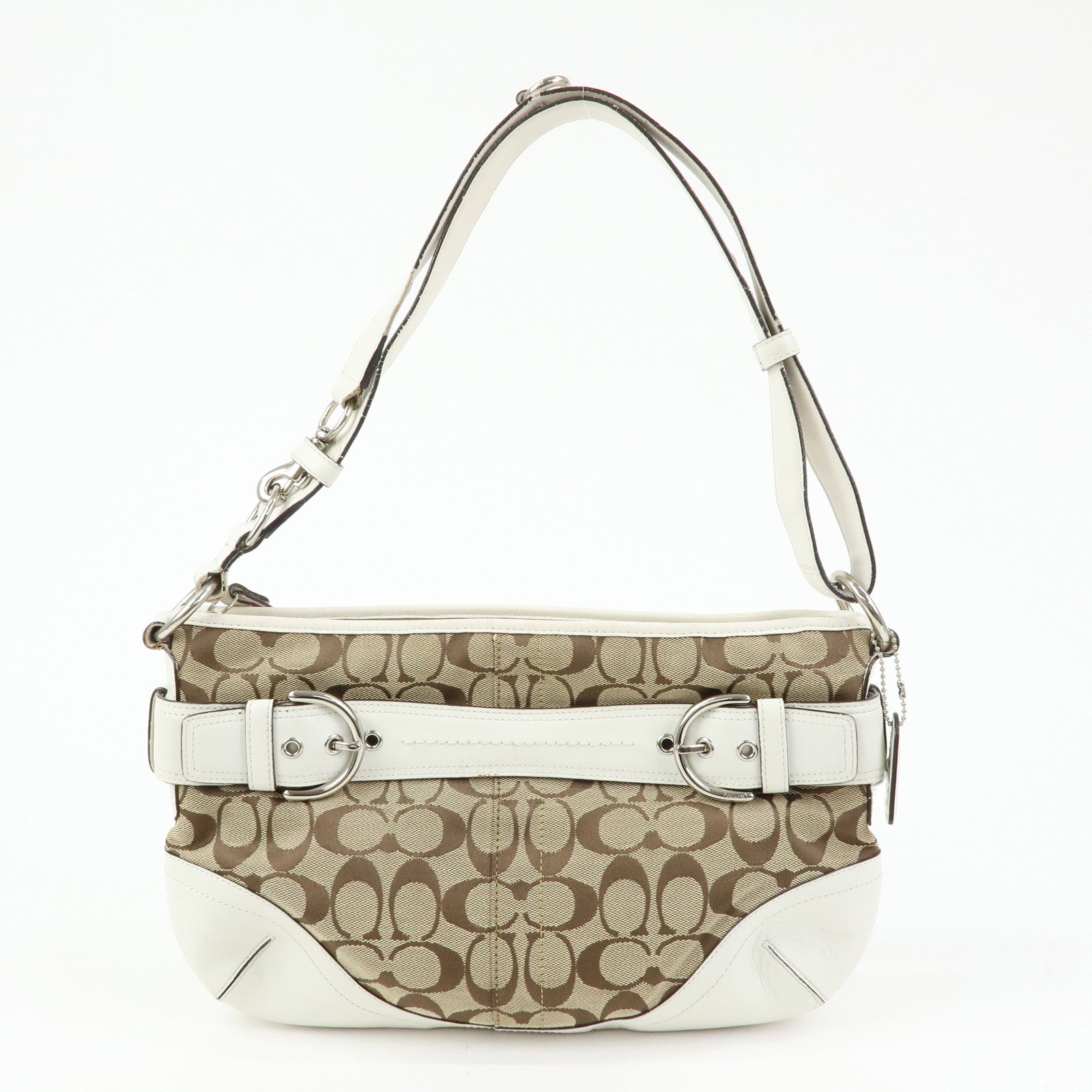 COACH Signature Set of 2 Canvas Leather Shoulder Bag Brown White