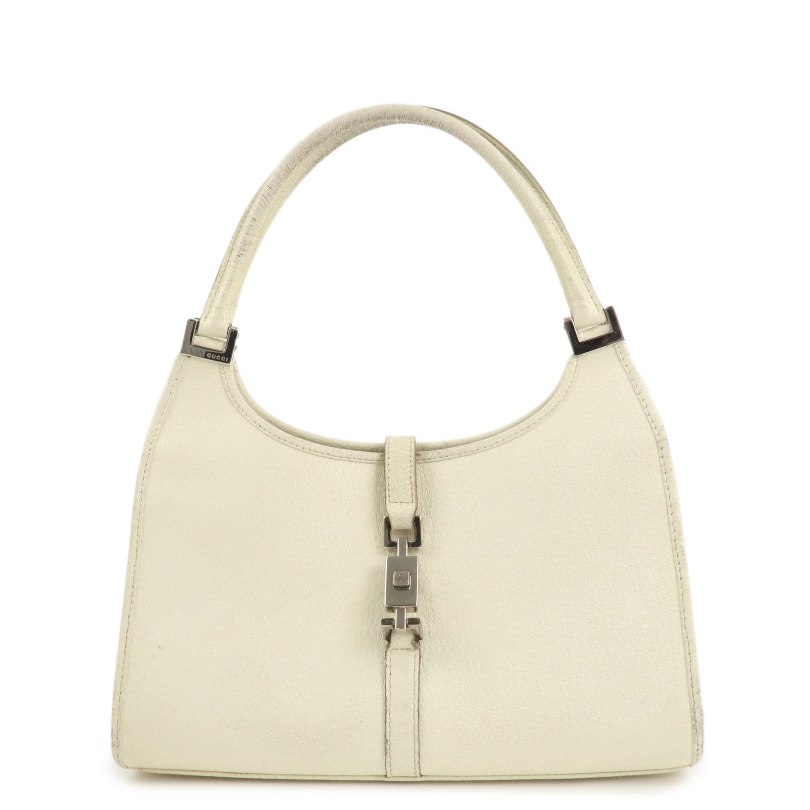 GUCCI Jackie Leather Shoulder Bag Hand Bag Ivory Silver HDW Used