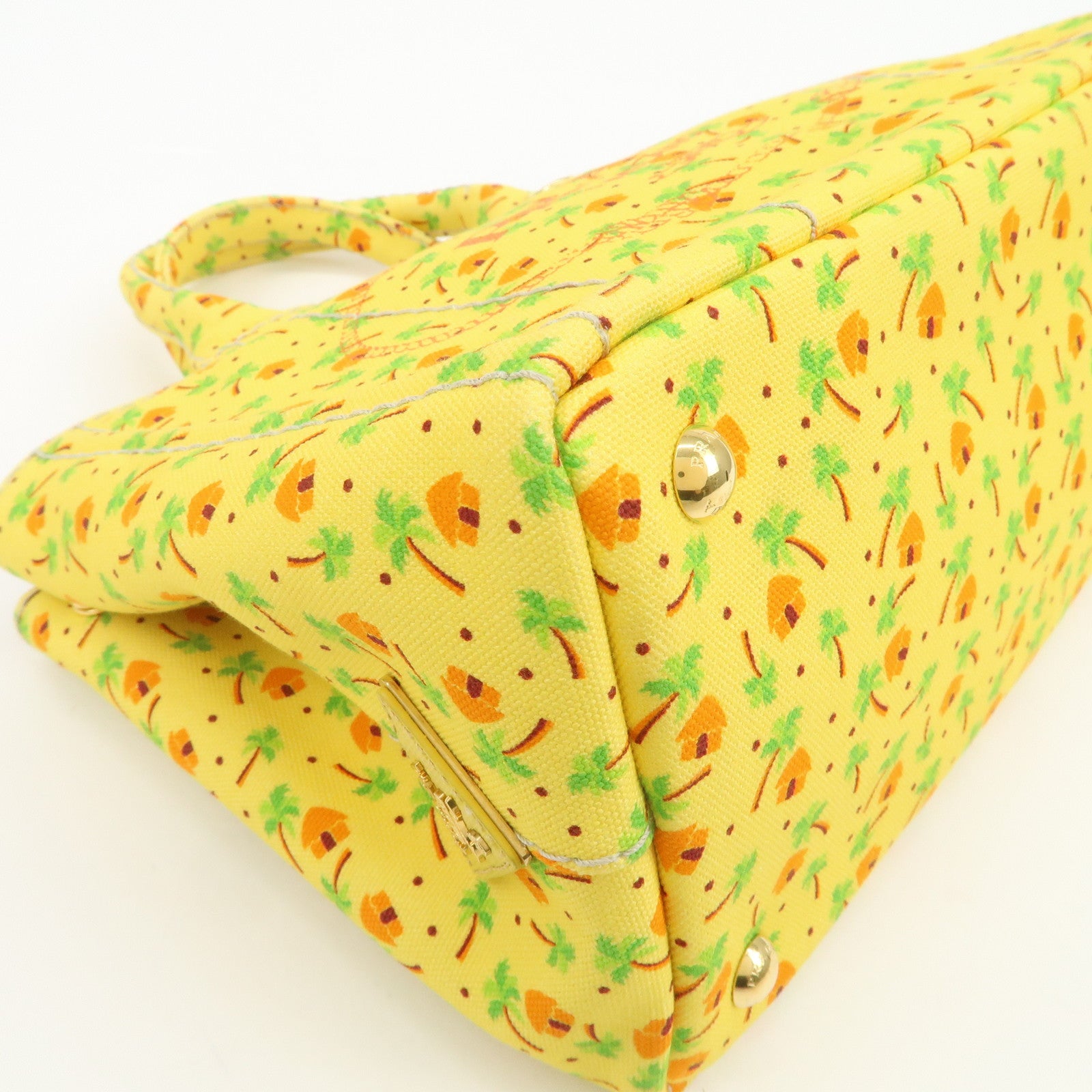 PRADA Canapa Mini Canvas 2Way Bag Hand Bag Yellow Orange 1BG439