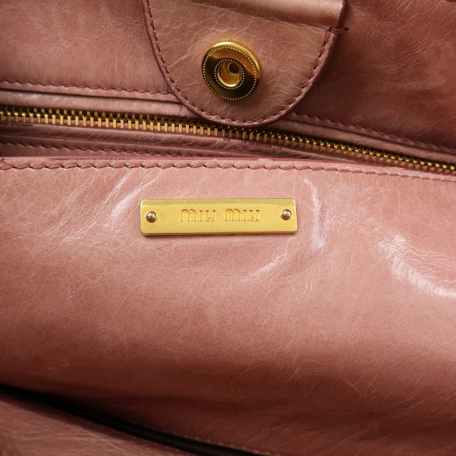 MIU MIU Vitello Shine Leather 2Way Bag Shoulder Bag Pink RN1091