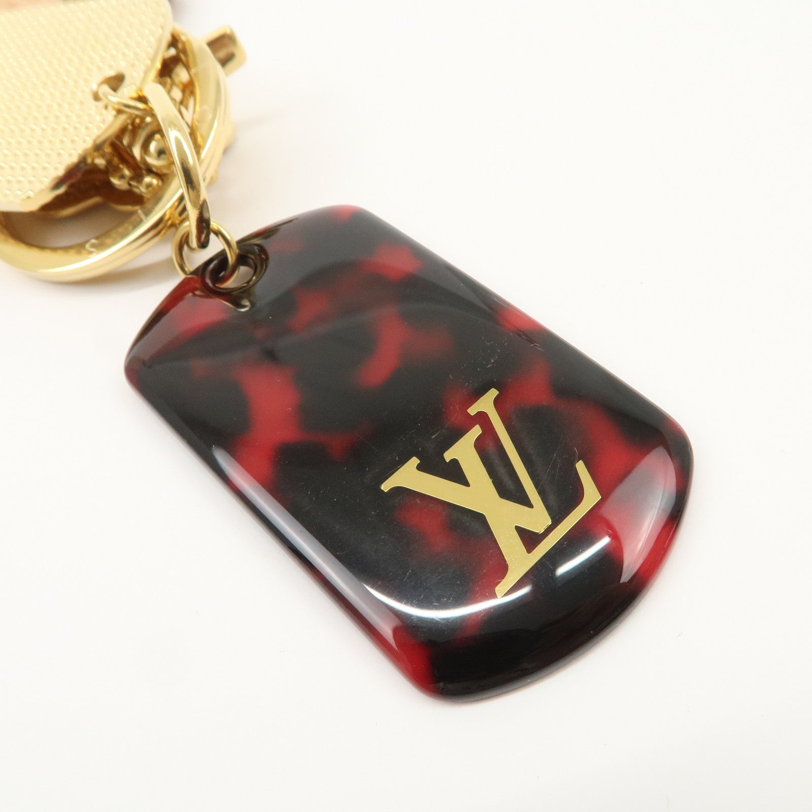 Louis Vuitton Bijoux Sac Monogram Flage Metal Resin Bag Charm Gold Rouge M65635 Used
