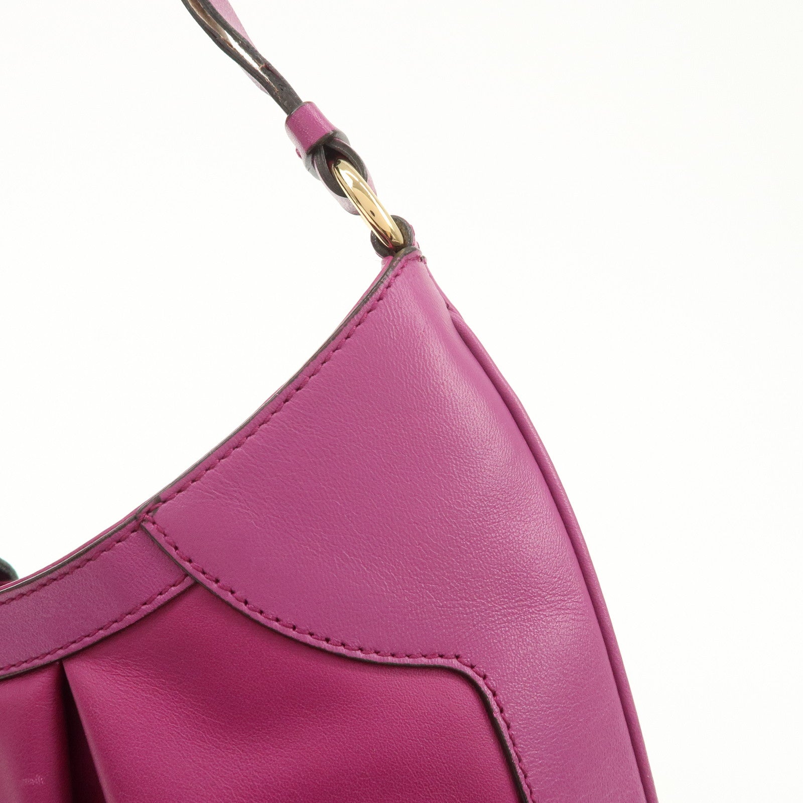 Ferragamo Gancini Leather Shoulder Bag Hand Bag Purple