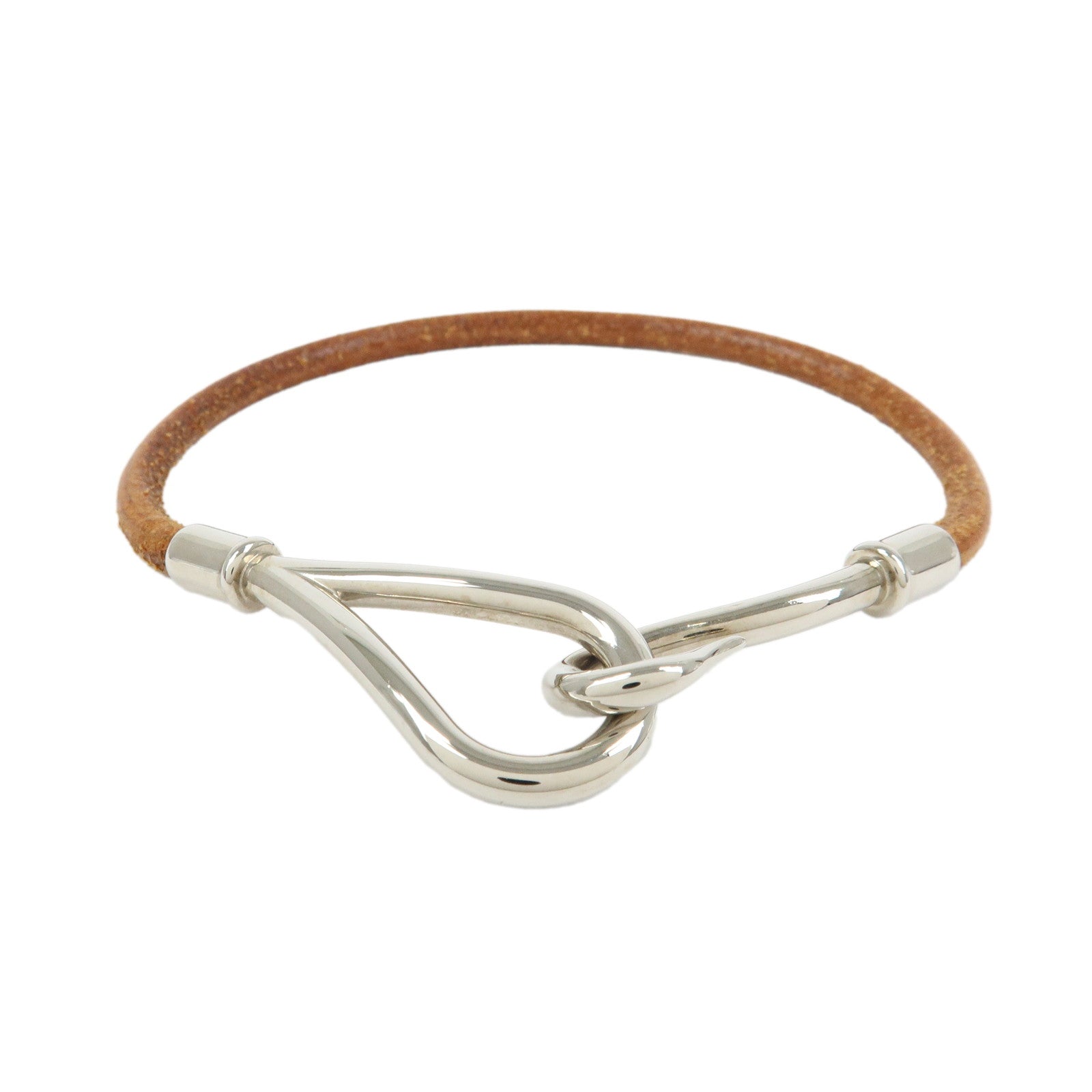 HERMES Jumbo Choker Leather Bracelet Brown