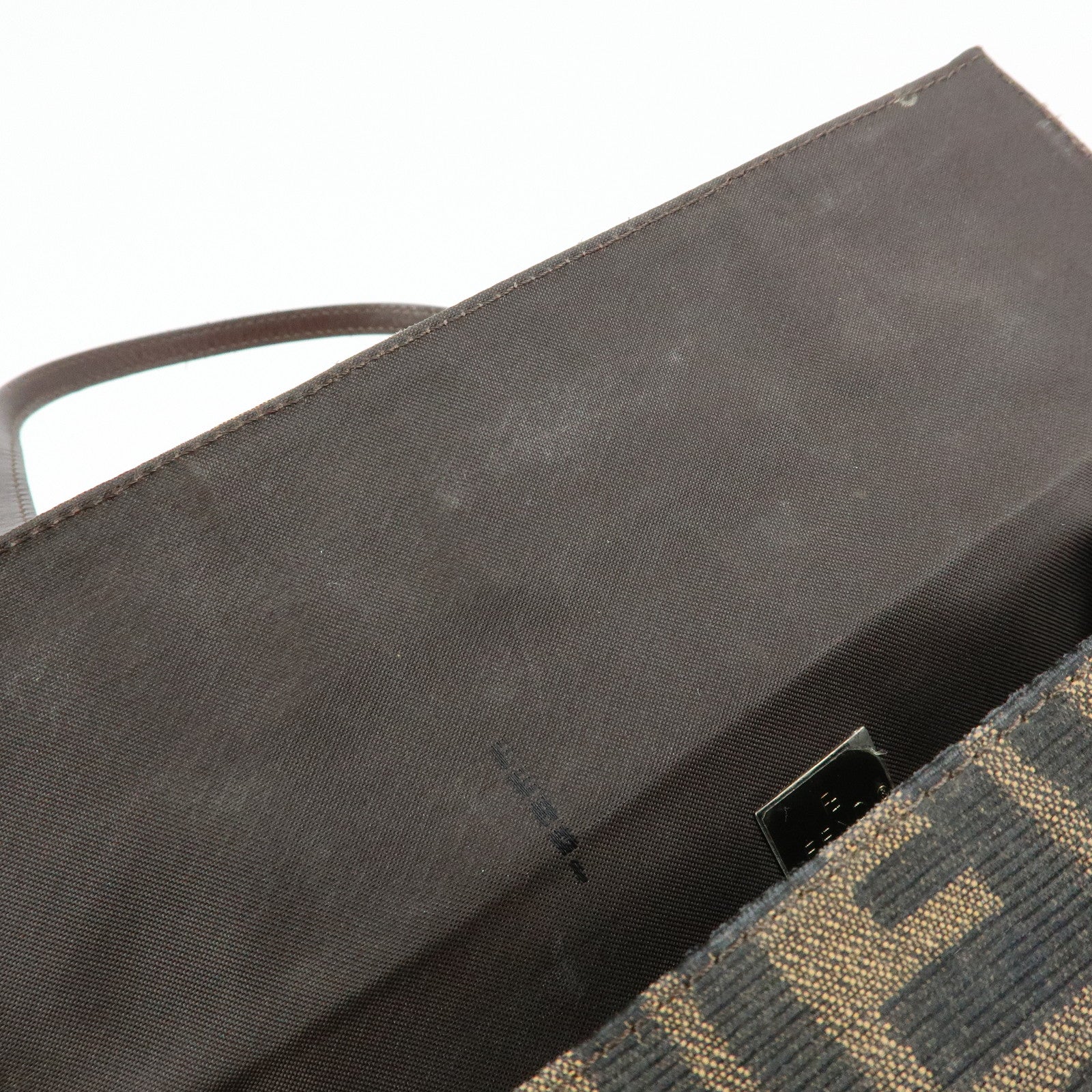 FENDI ZUCCA Canvas Leather Hand Bag Shoulder Bag Brown