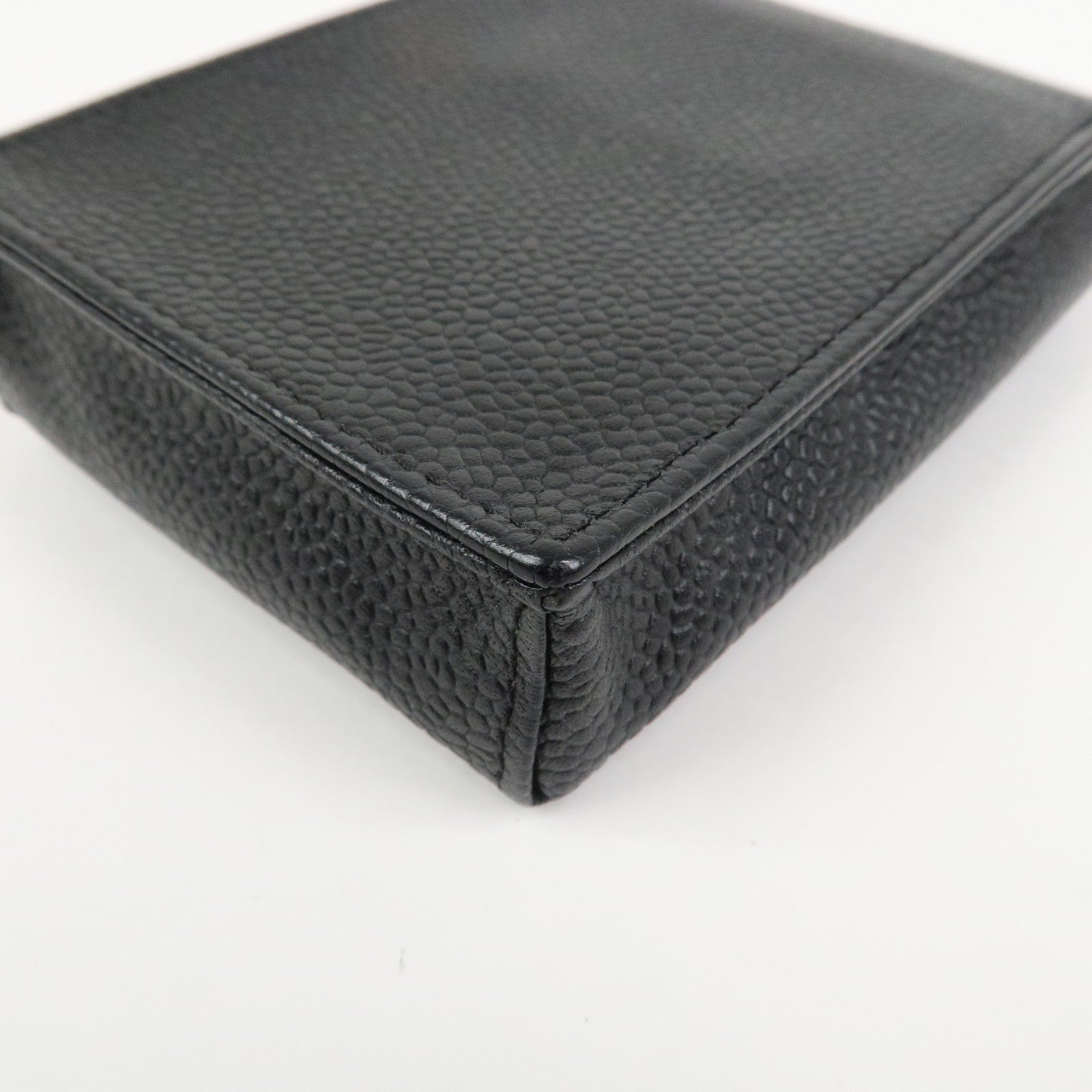 CHANEL COCO Mark Caviarskin Cigarette Case Black Noir A13511