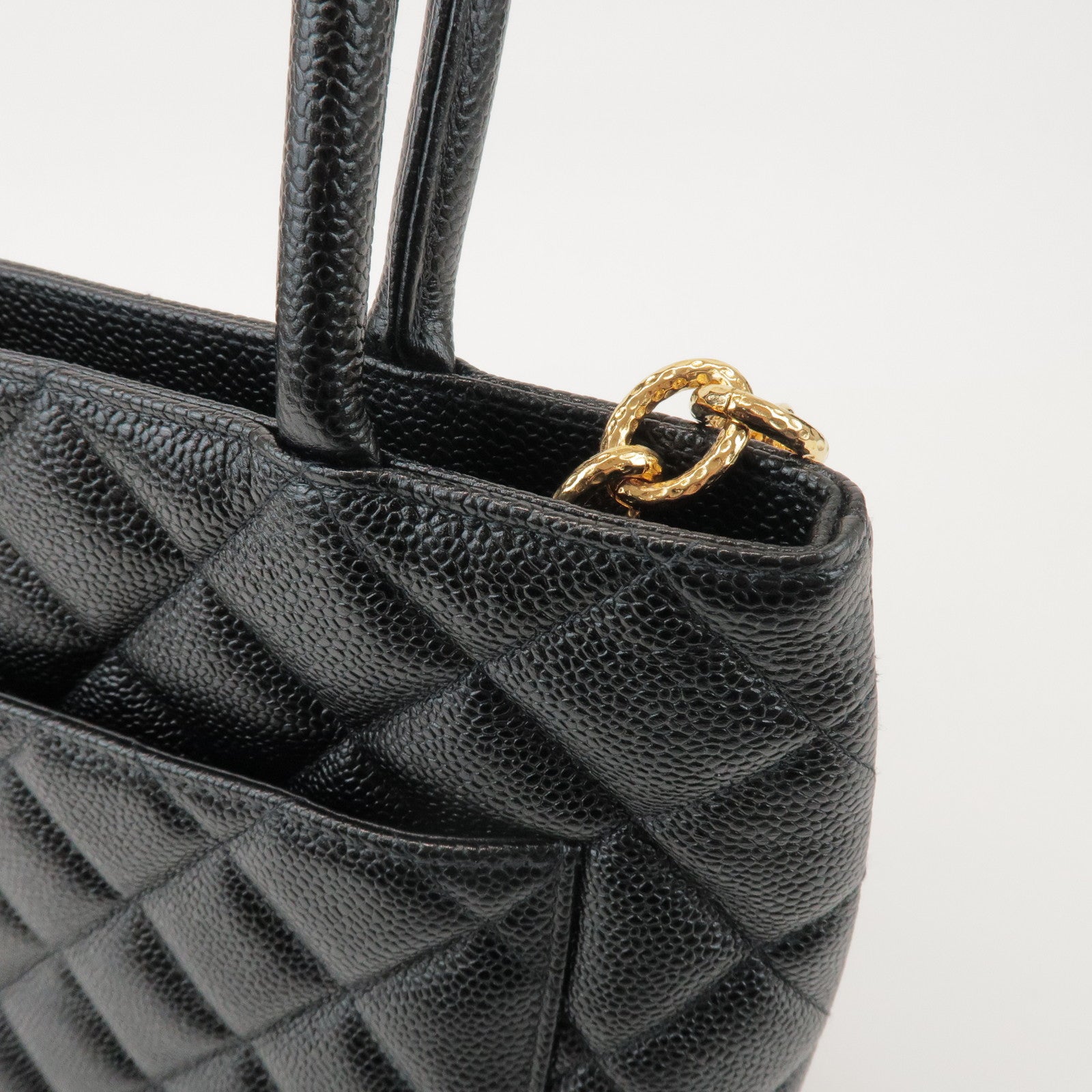 CHANEL Matelasse COCO Mark Caviarskin Medallion Tote Bag A01804