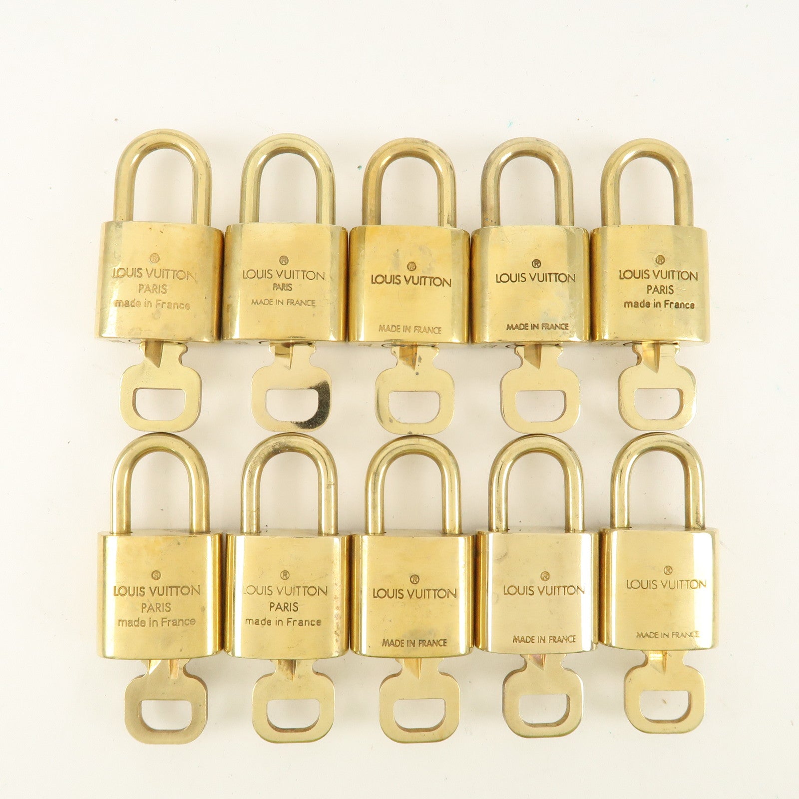 Louis Vuitton Set of 10 Lock & Key Cadena Key Lock Metal Gold Used
