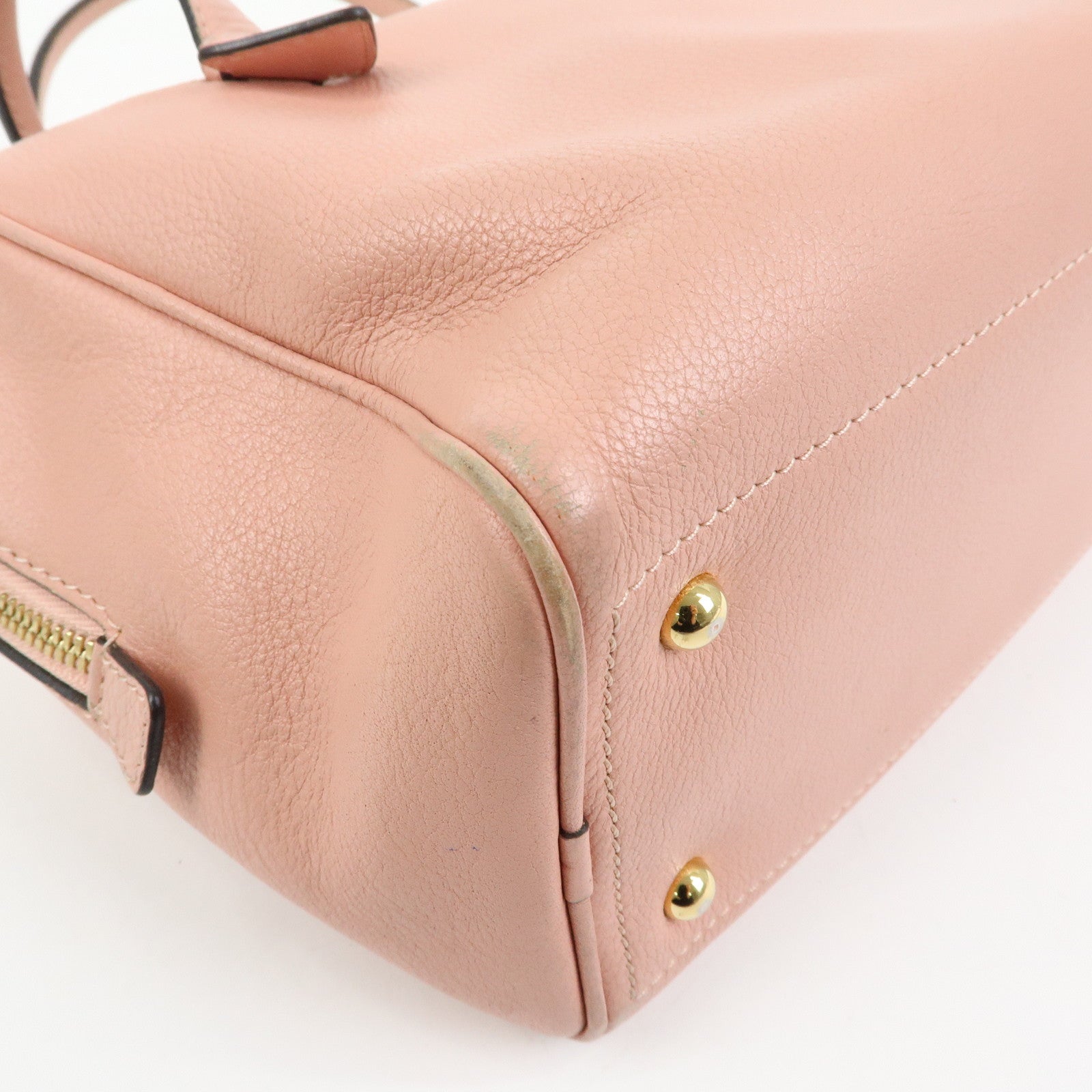 LOEWE Heritage Logo Leather Boston Bag Shoulder Bag Pink