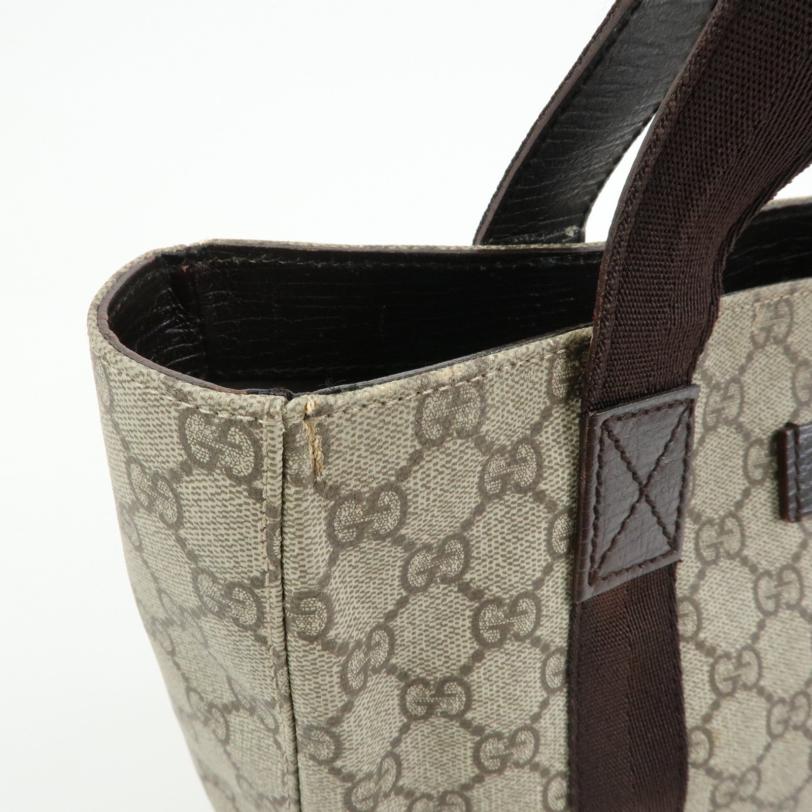 GUCCI GG Supreme Leather Tote Bag Hand Bag Beige Brown 141976