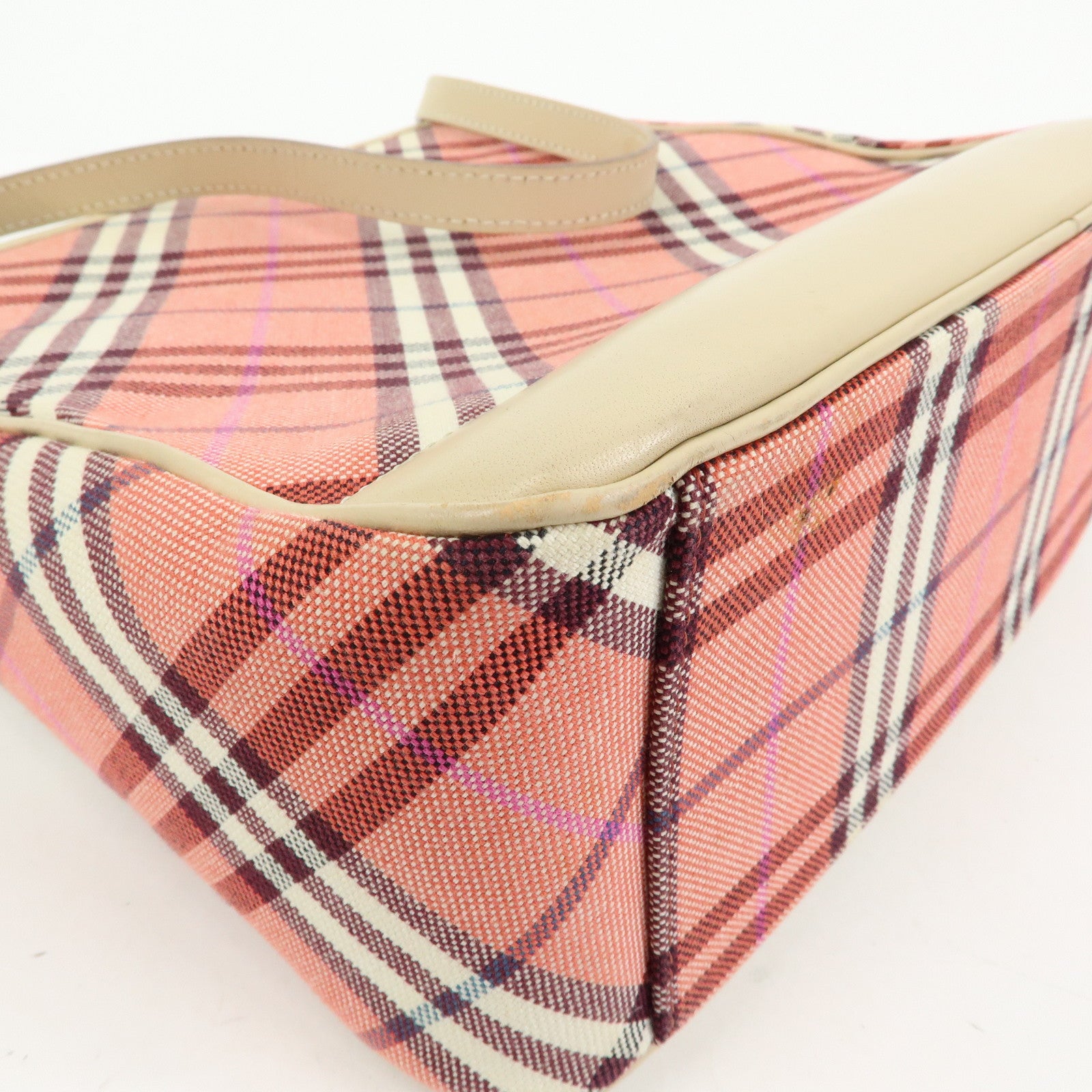 BURBERRY Blue Label Canvas Leather Shoulder Bag Hand Bag Pink Beige