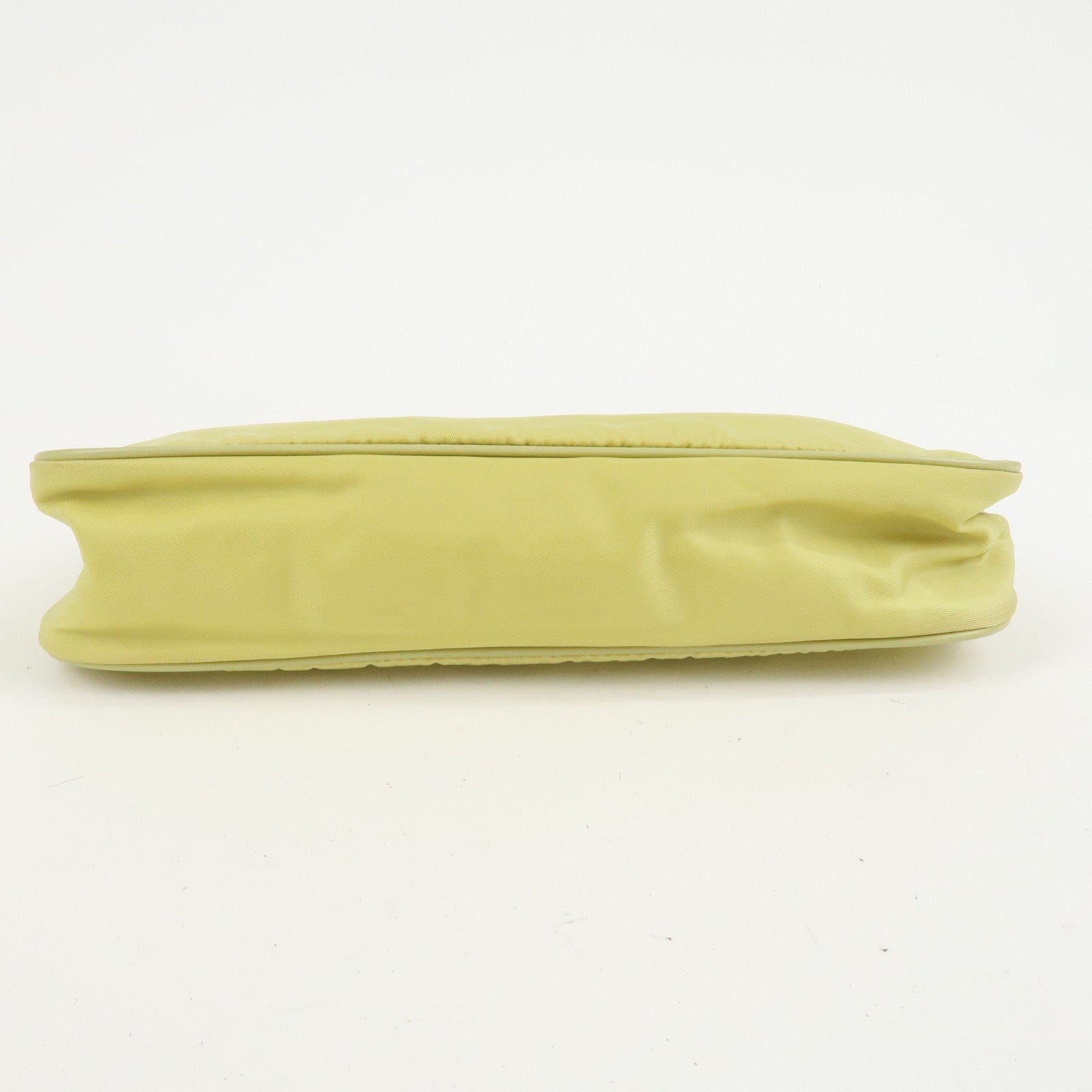 PRADA Triangle Logo Nylon Leather Shoulder Bag Yellow BR0107