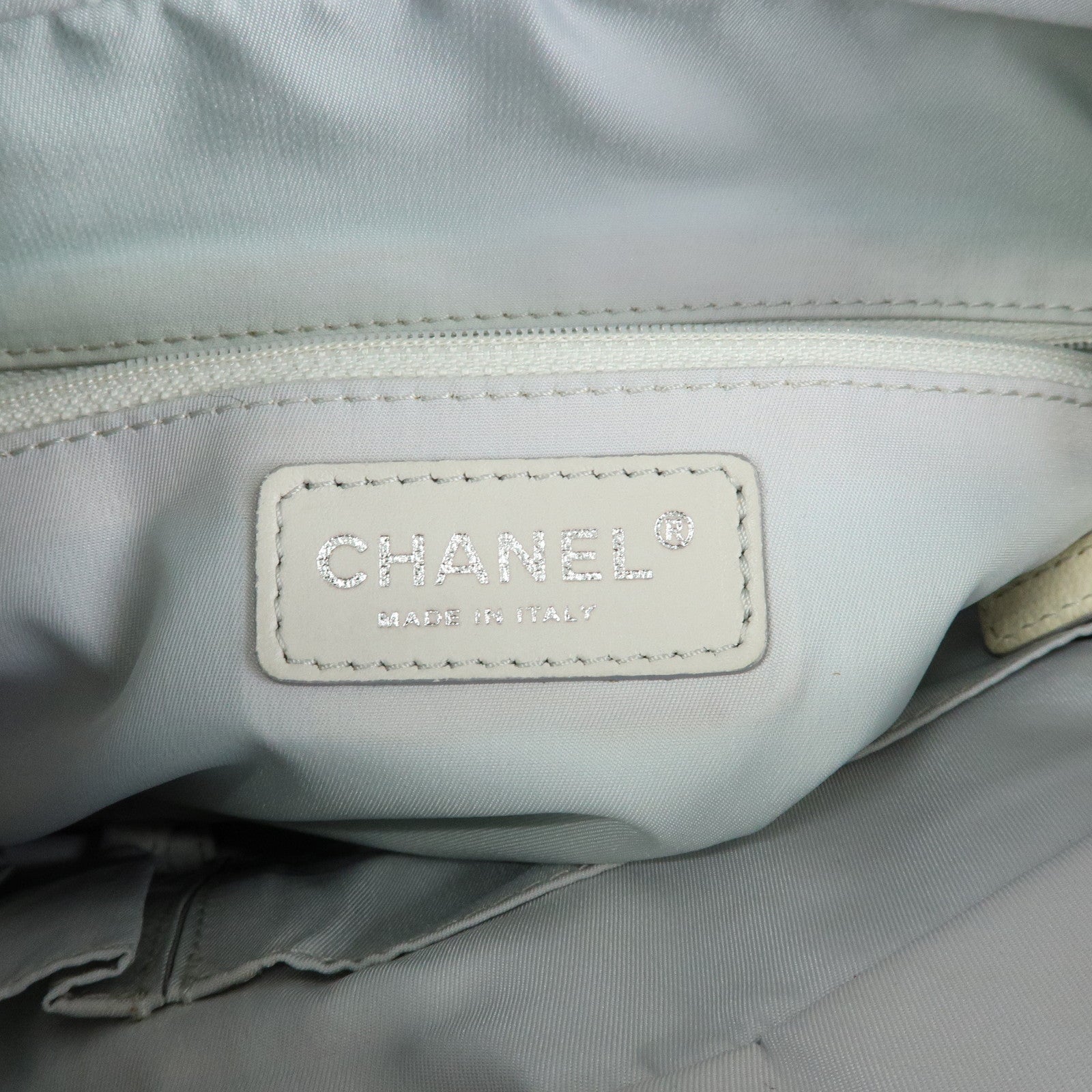 CHANEL Paris-Biarritz PVC Canvas Leather Tote Bag Gray Ivory A34208